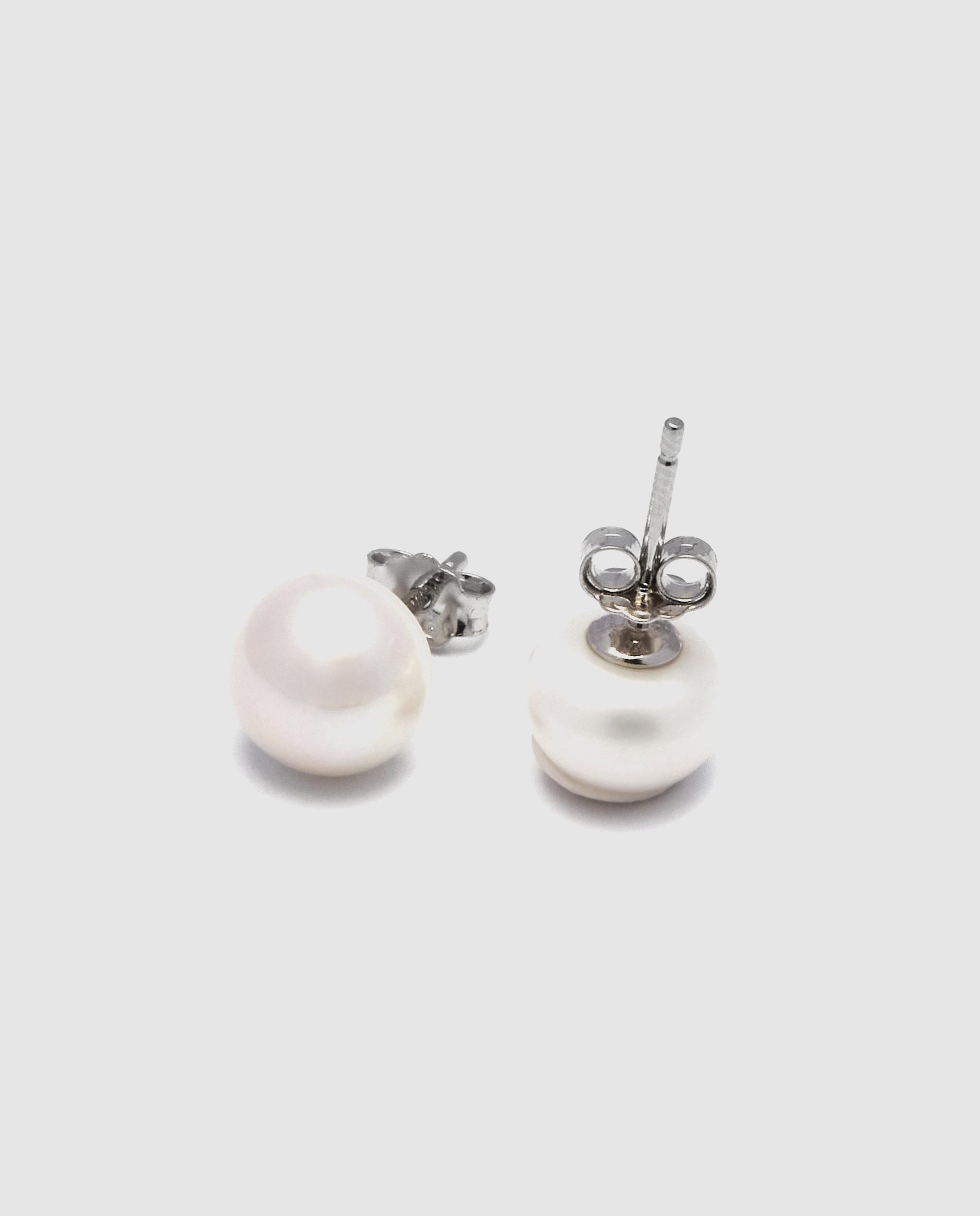Brincos Essential de Prata de Lei 925 com Acabamento em Ródio e Pérola Branca Branco-6