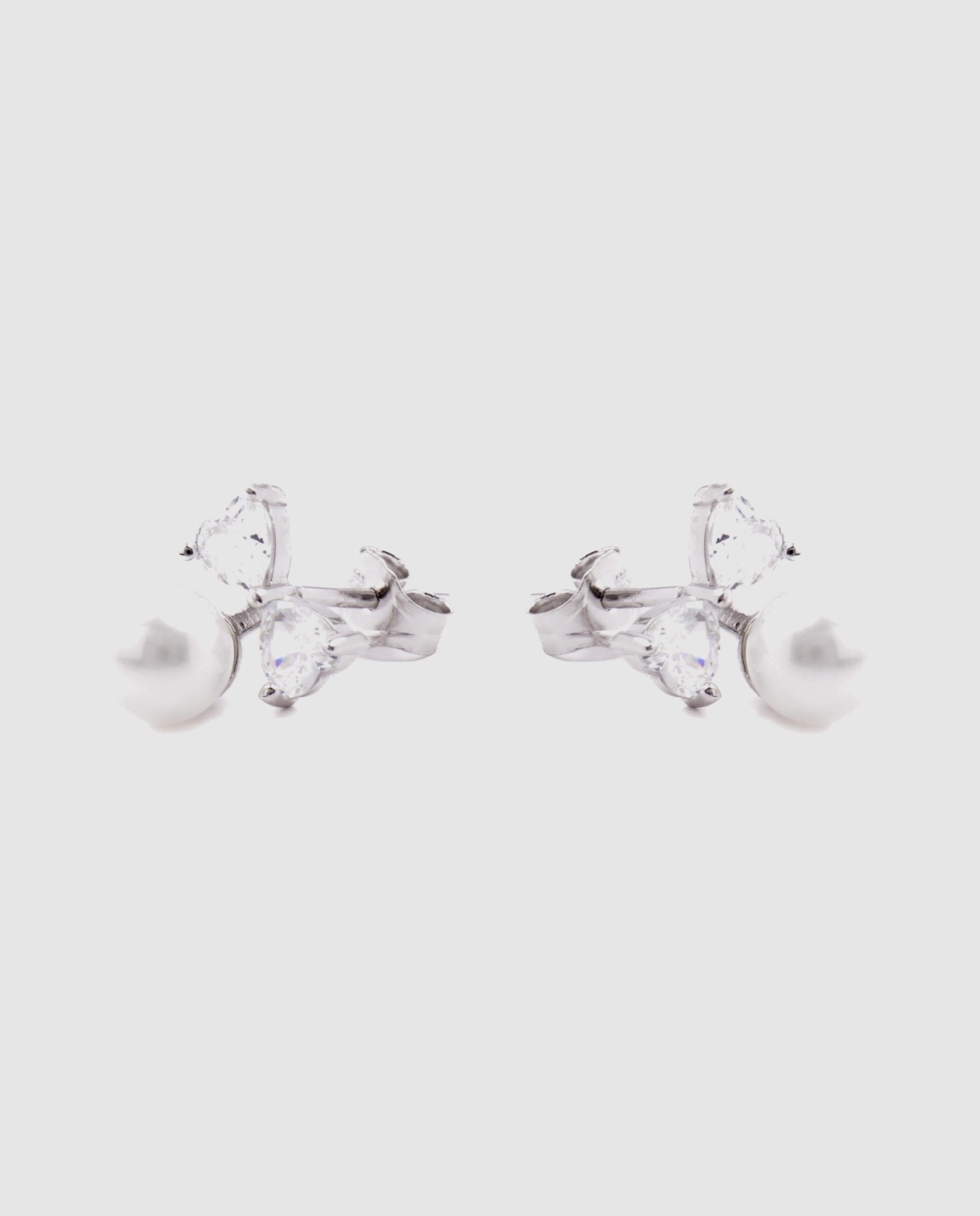 Brincos Essential de Prata de Lei 925 Acabados em Ródio com Pérola Branca Branco-3