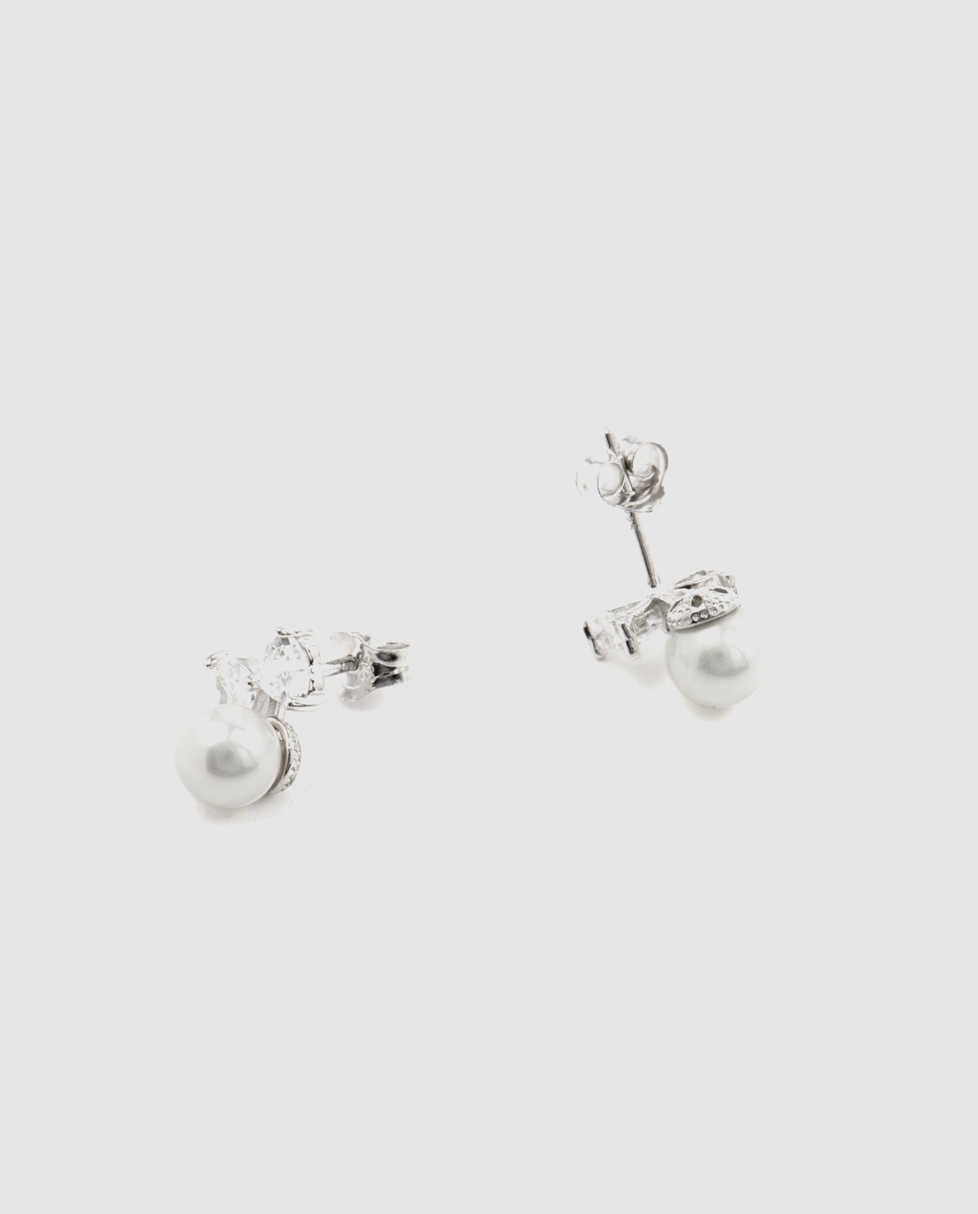 Brincos Essential de Prata de Lei 925 Acabados em Ródio com Pérola Branca Branco-4