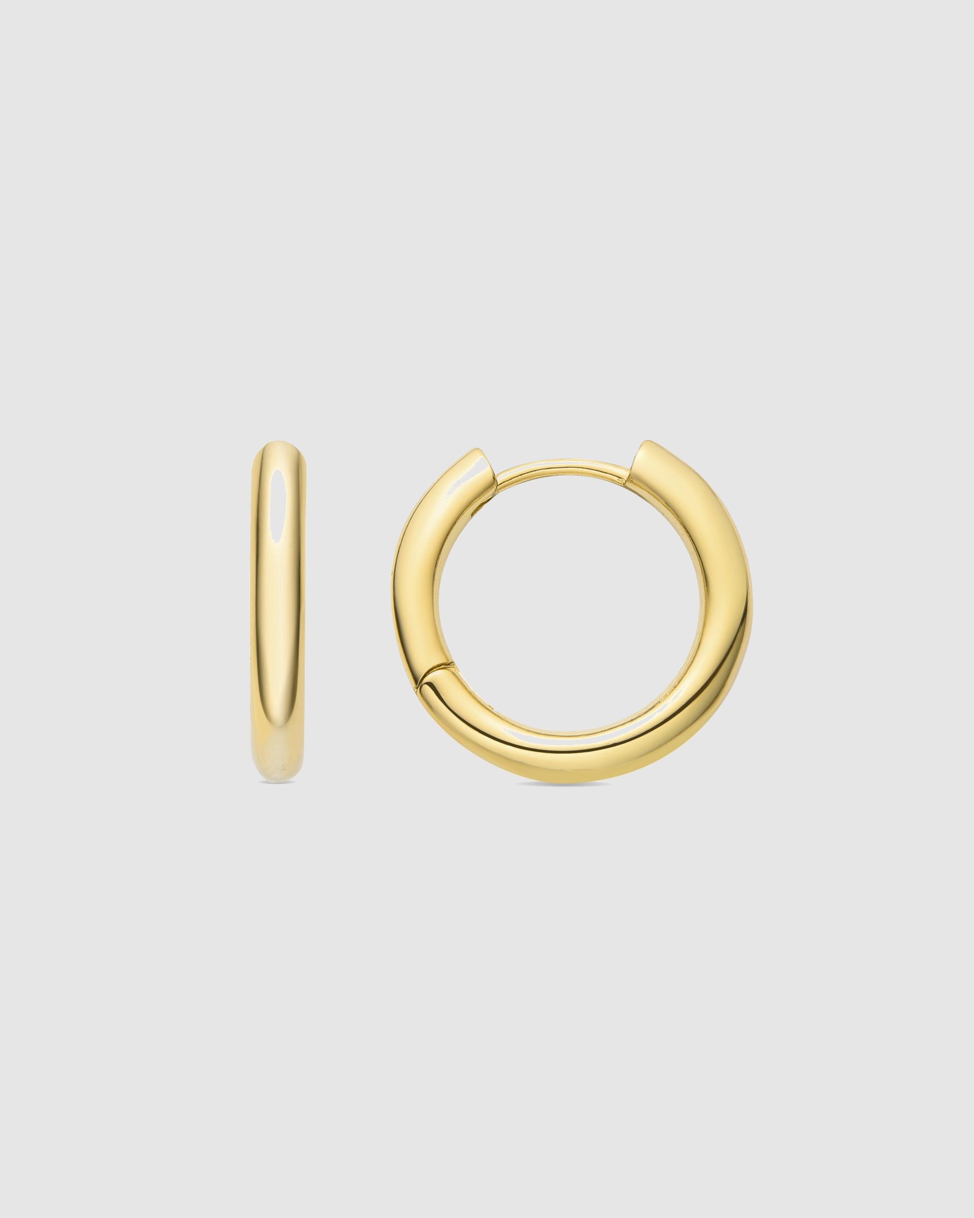 Brincos de Argola Basic Acabados em Ouro de 18 Quilates com Zirconita Brilhante Ouro-1