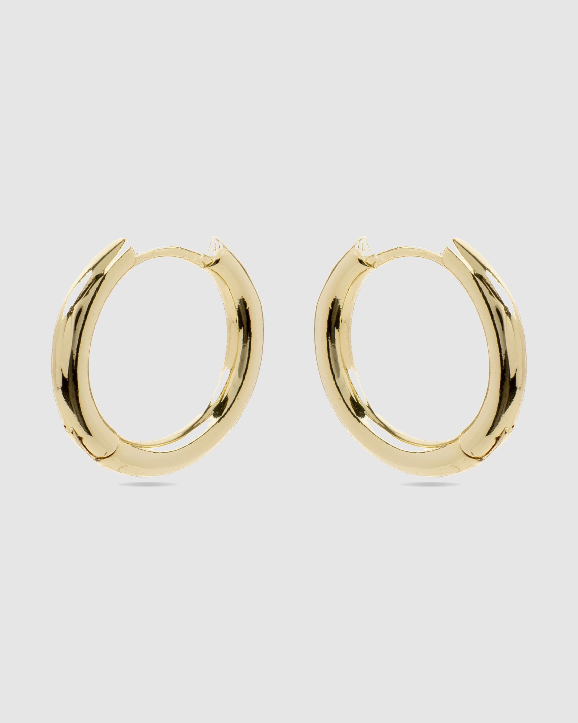 Brincos de Argola Basic Acabados em Ouro de 18 Quilates com Zirconita Brilhante Ouro-3