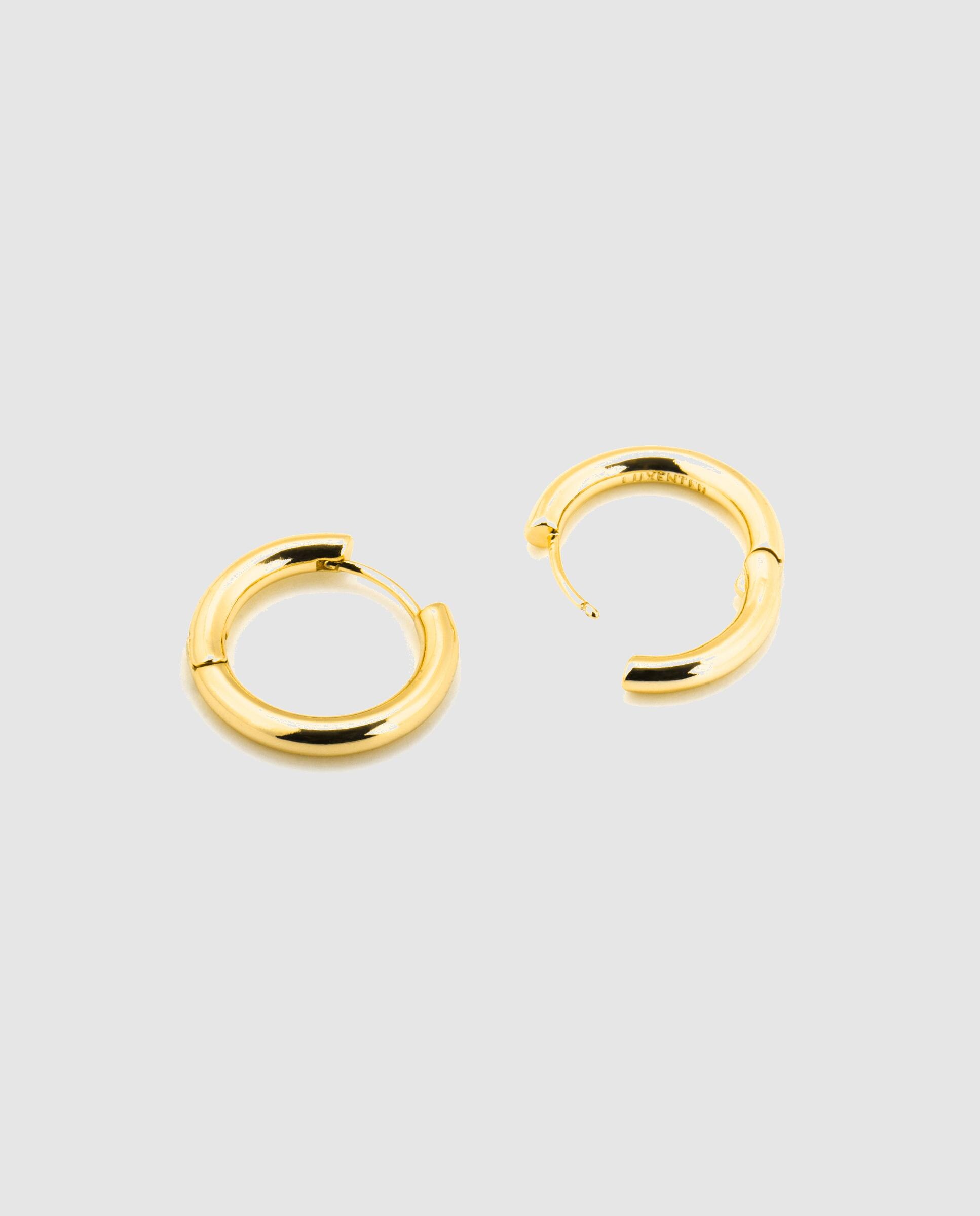 Brincos de Argola Basic Acabados em Ouro de 18 Quilates com Zirconita Brilhante Ouro-4