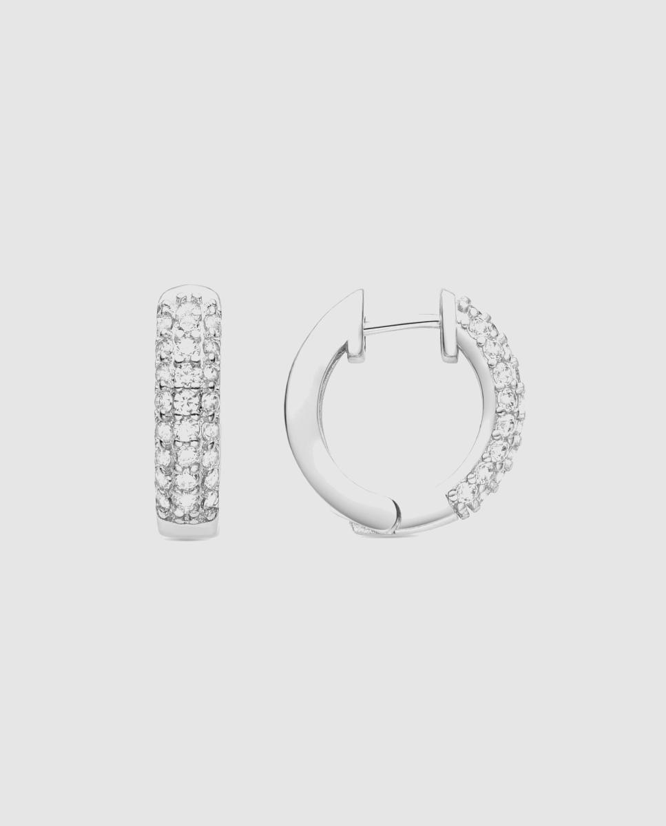 Brincos Basic Acabados em Ródio com Zirconita Brilhante Prata-1