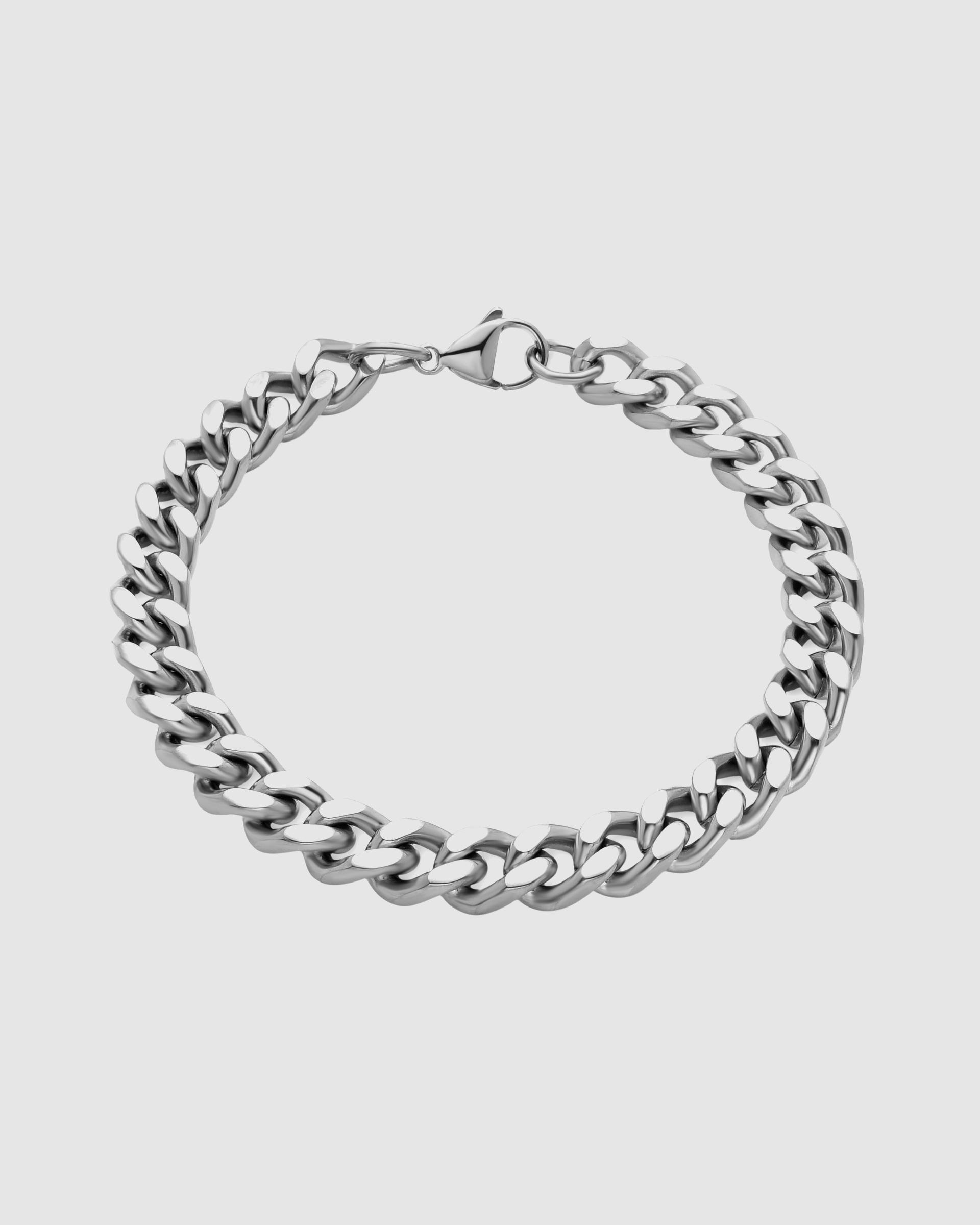 Imagem 0 de Pulseira de Corrente Africa de Aço com Acabamento em Ródio