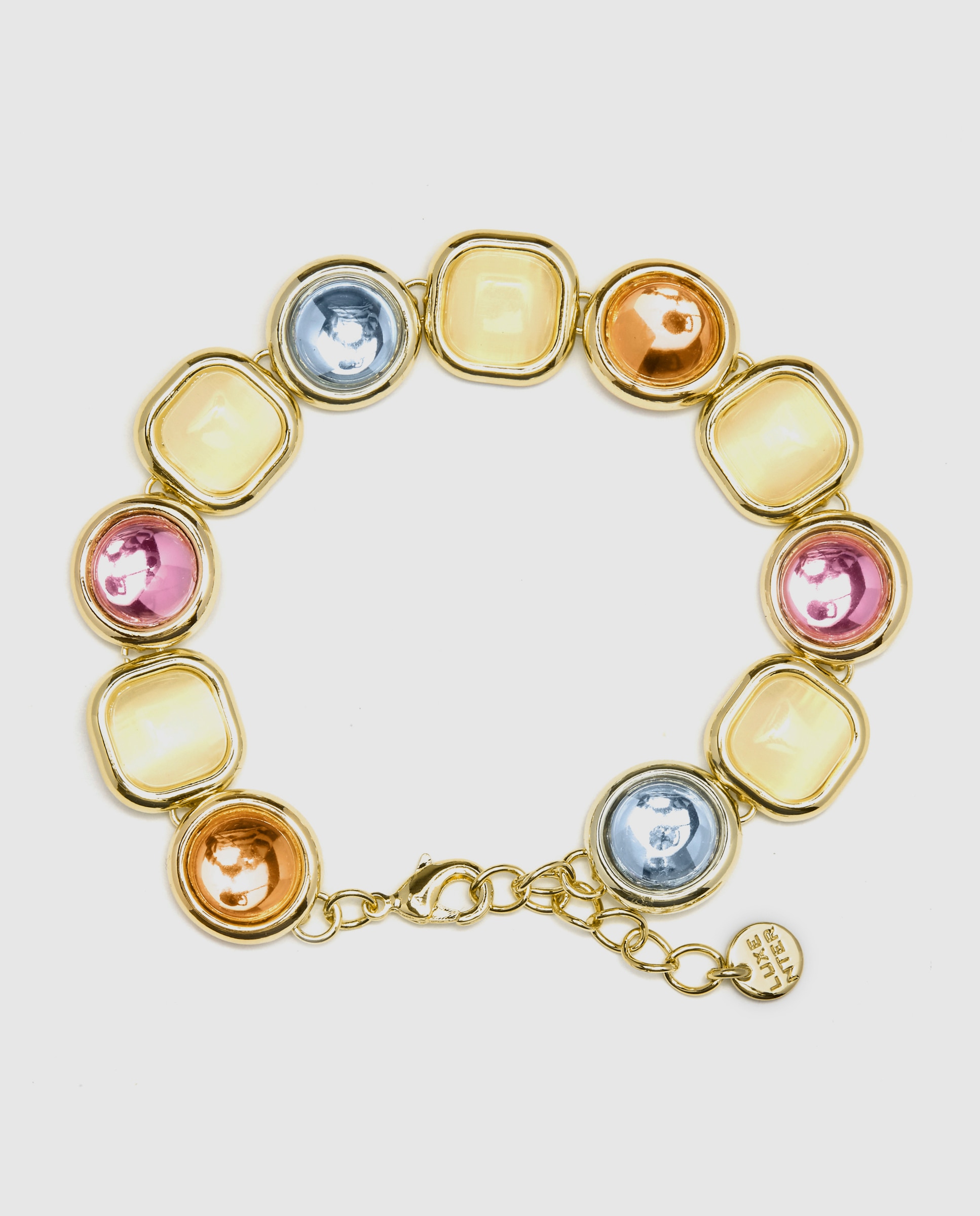 Pulseira de Elos África Acabada em Ouro Amarelo de 18 Quilates com Cristal Multicolor Ouro-3