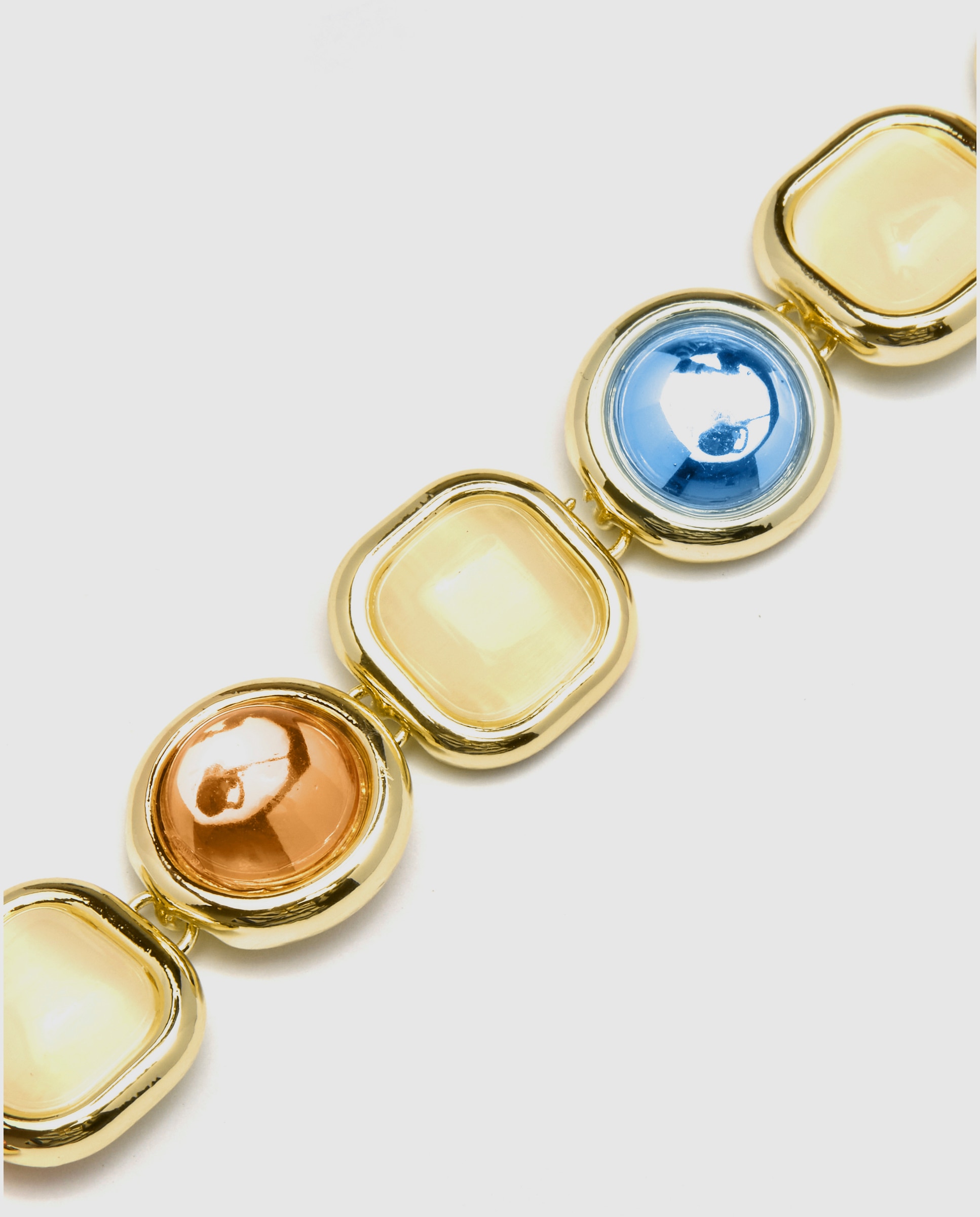 Pulseira de Elos África Acabada em Ouro Amarelo de 18 Quilates com Cristal Multicolor Ouro-5