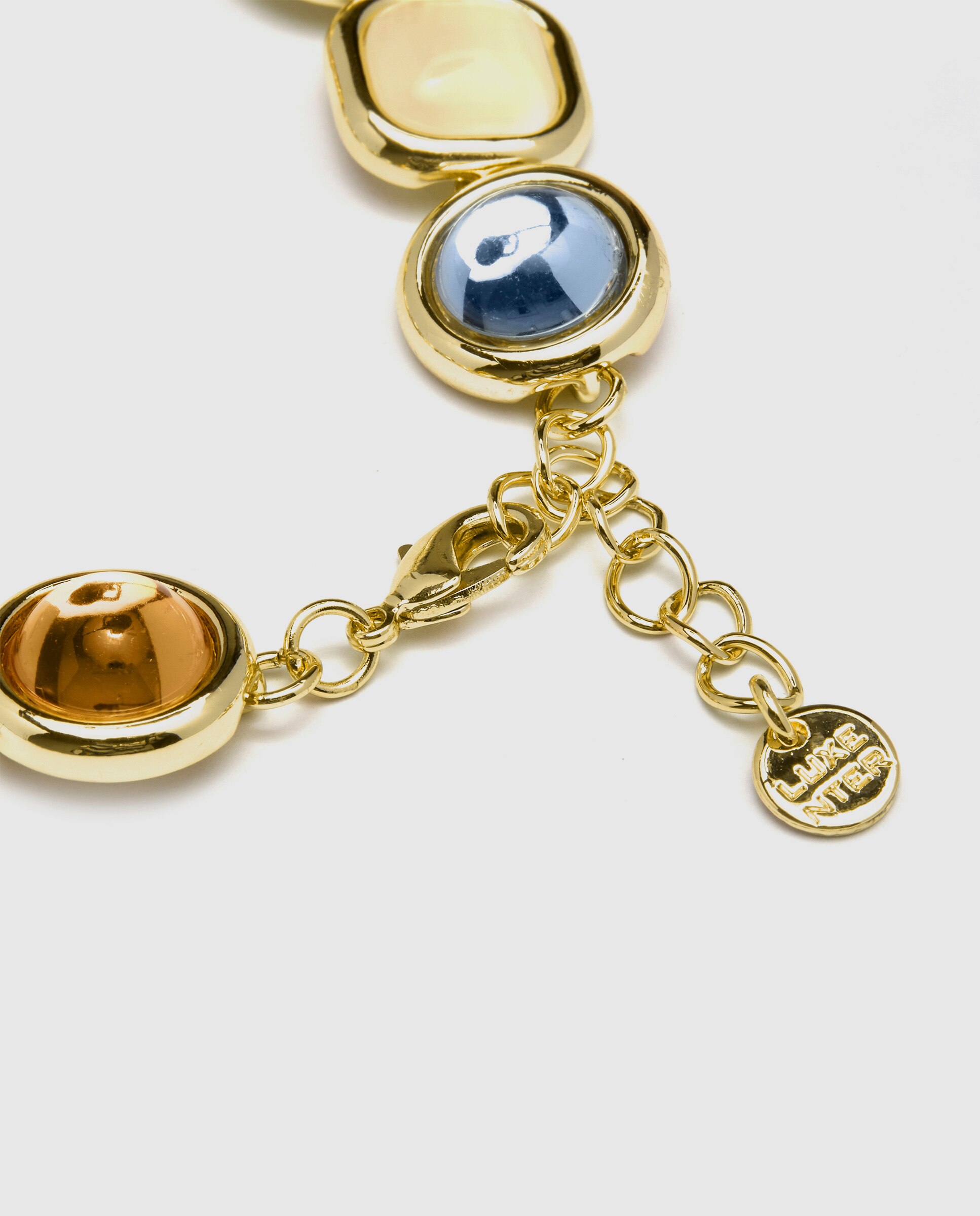 Pulseira de Elos África Acabada em Ouro Amarelo de 18 Quilates com Cristal Multicolor Ouro-6