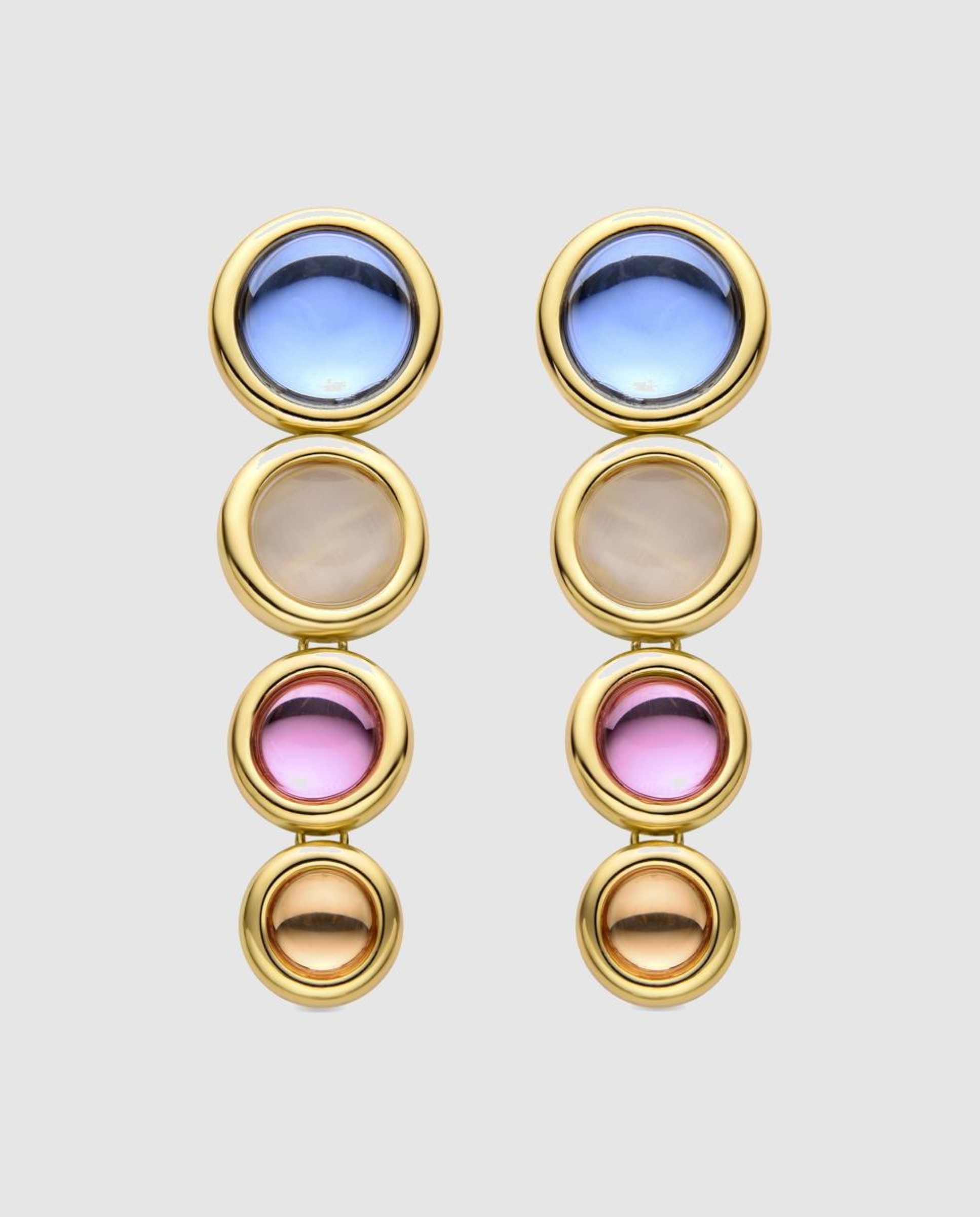 Brincos África com Acabamentos em Ouro Amarelo de 18 Quilates e Cristal Multicolor Multicolor-1
