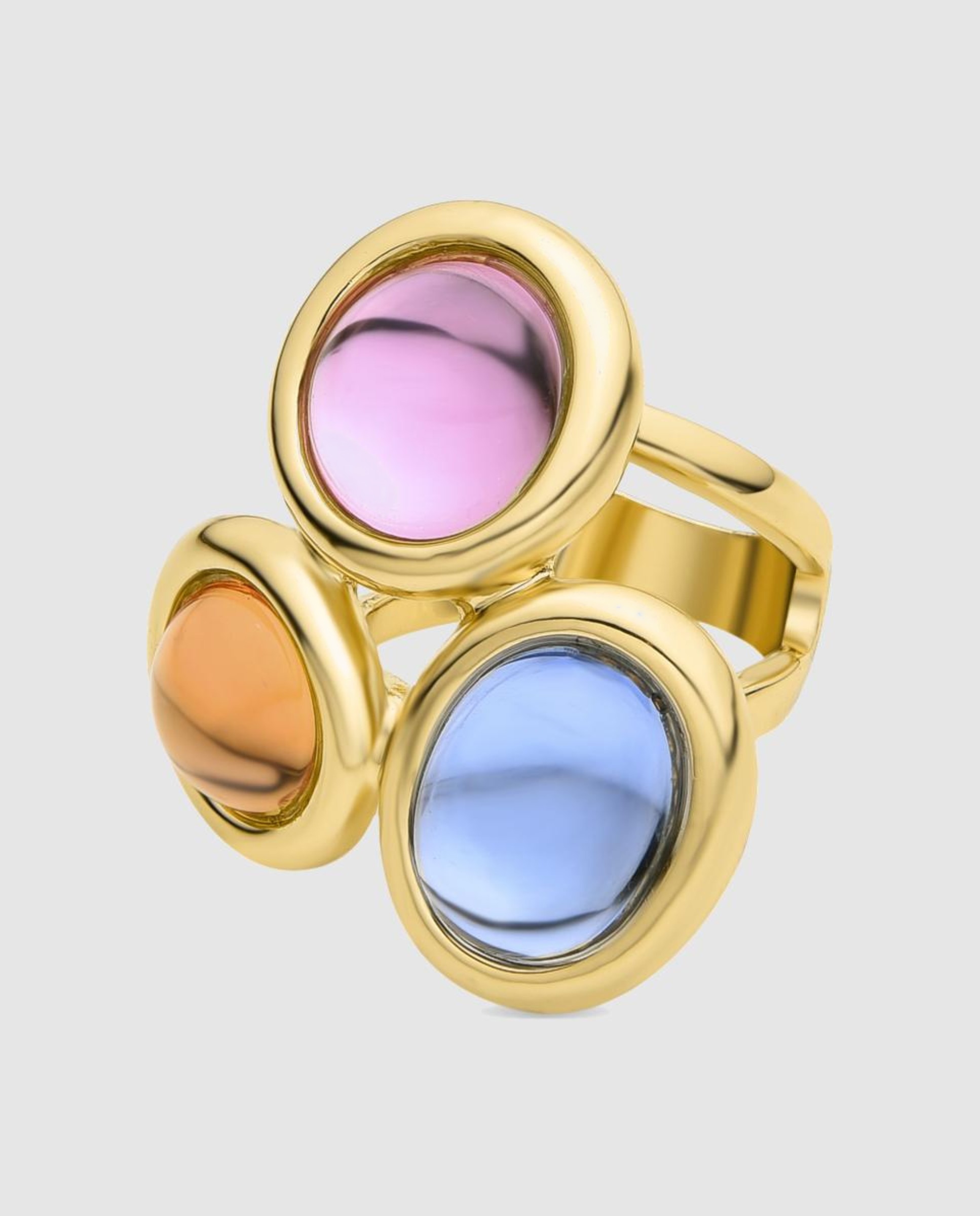 Anel África Acabado em Ouro Amarelo de 18 Quilates com Cristal Multicolor Multicolor-1