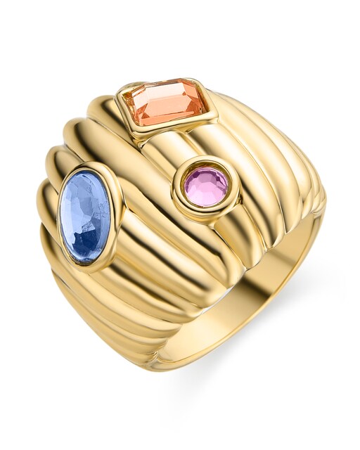Imagem 0 de Anel Africa Acabado em Ouro de 18k com Cristal Multicolor