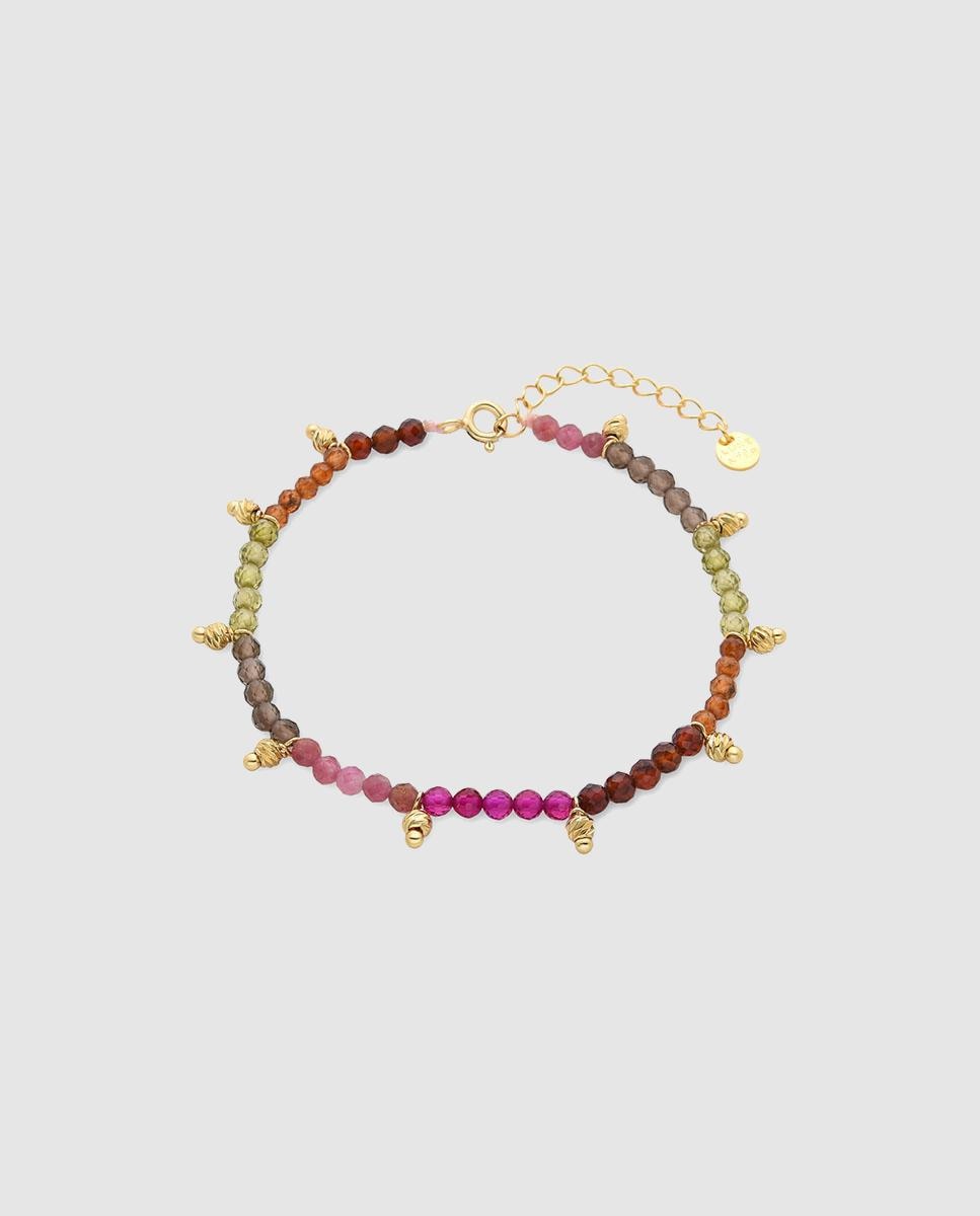 Imagem 0 de Pulseira de Corrente Pide Un Deseo de Prata de Lei 925 Acabada em Ouro Amarelo de 18 Quilates com Cristal Multicolor