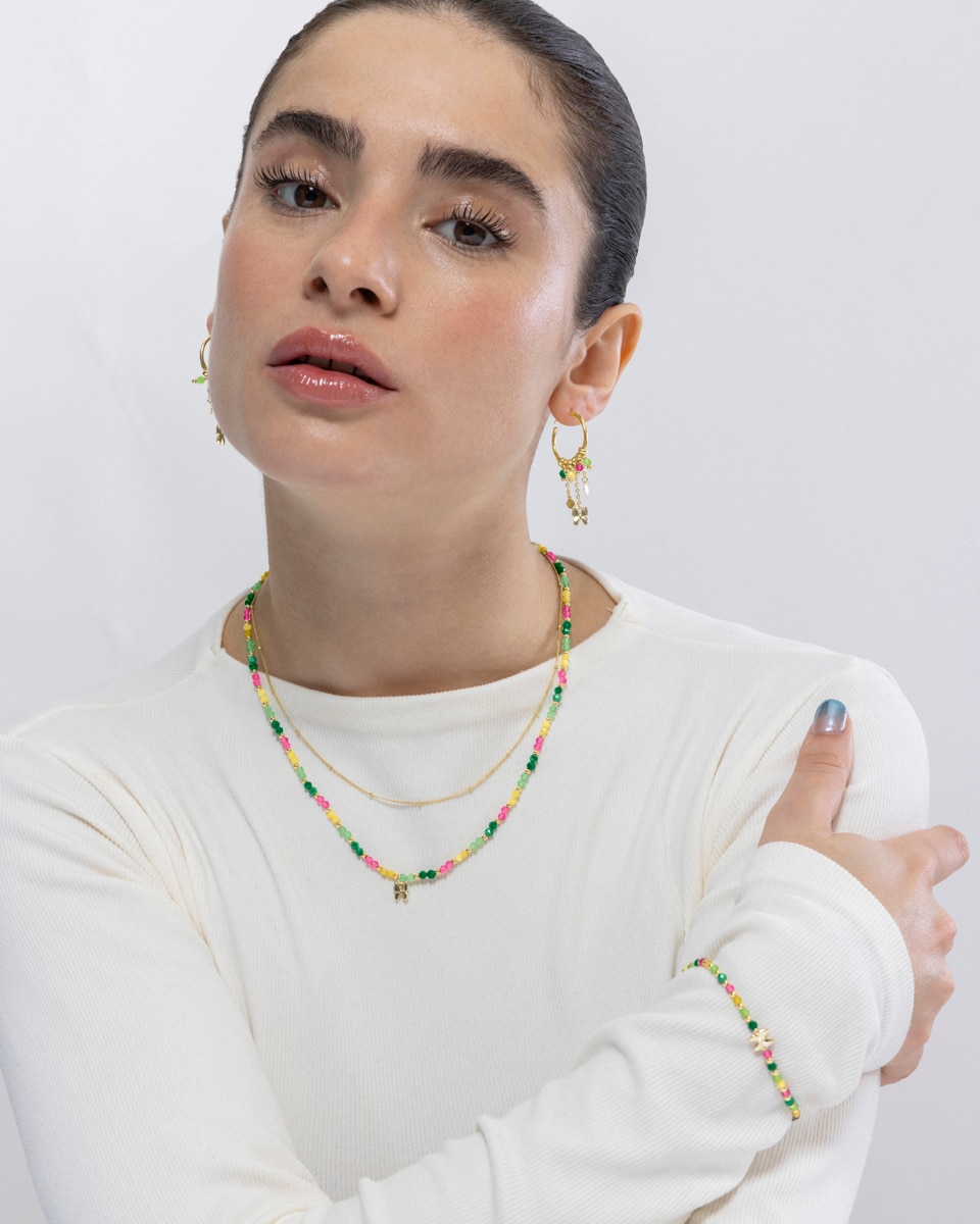 Brincos de Aro Pide Un Deseo de Prata de Lei 925 com Acabamento em Ouro Amarelo 18 Quilates com Cristal Multicolor Ouro-4