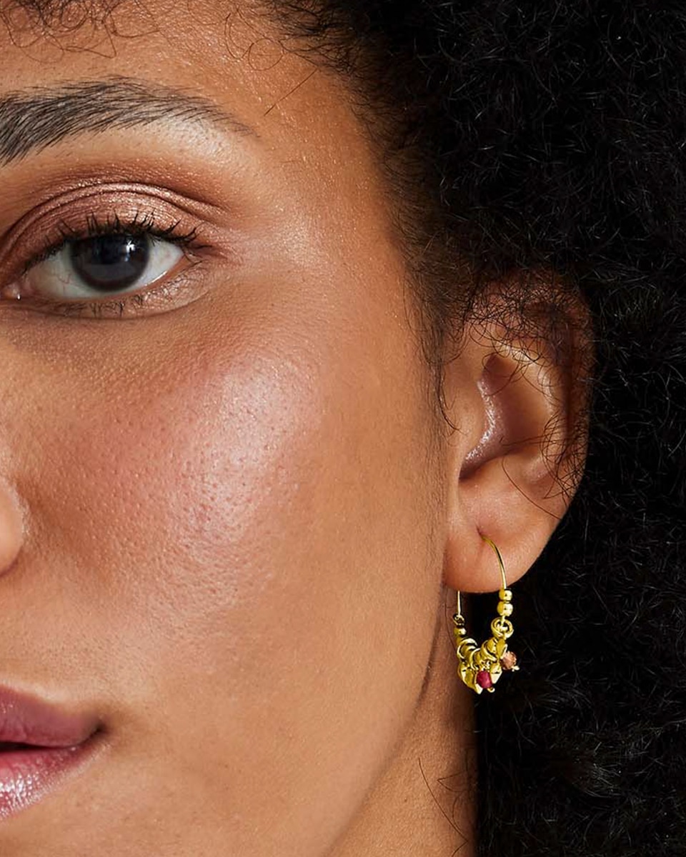 Brincos Trendy de Prata de Lei 925 com Acabamento em Ouro de 18 Quilates e Cristal Multicolor Ouro-3