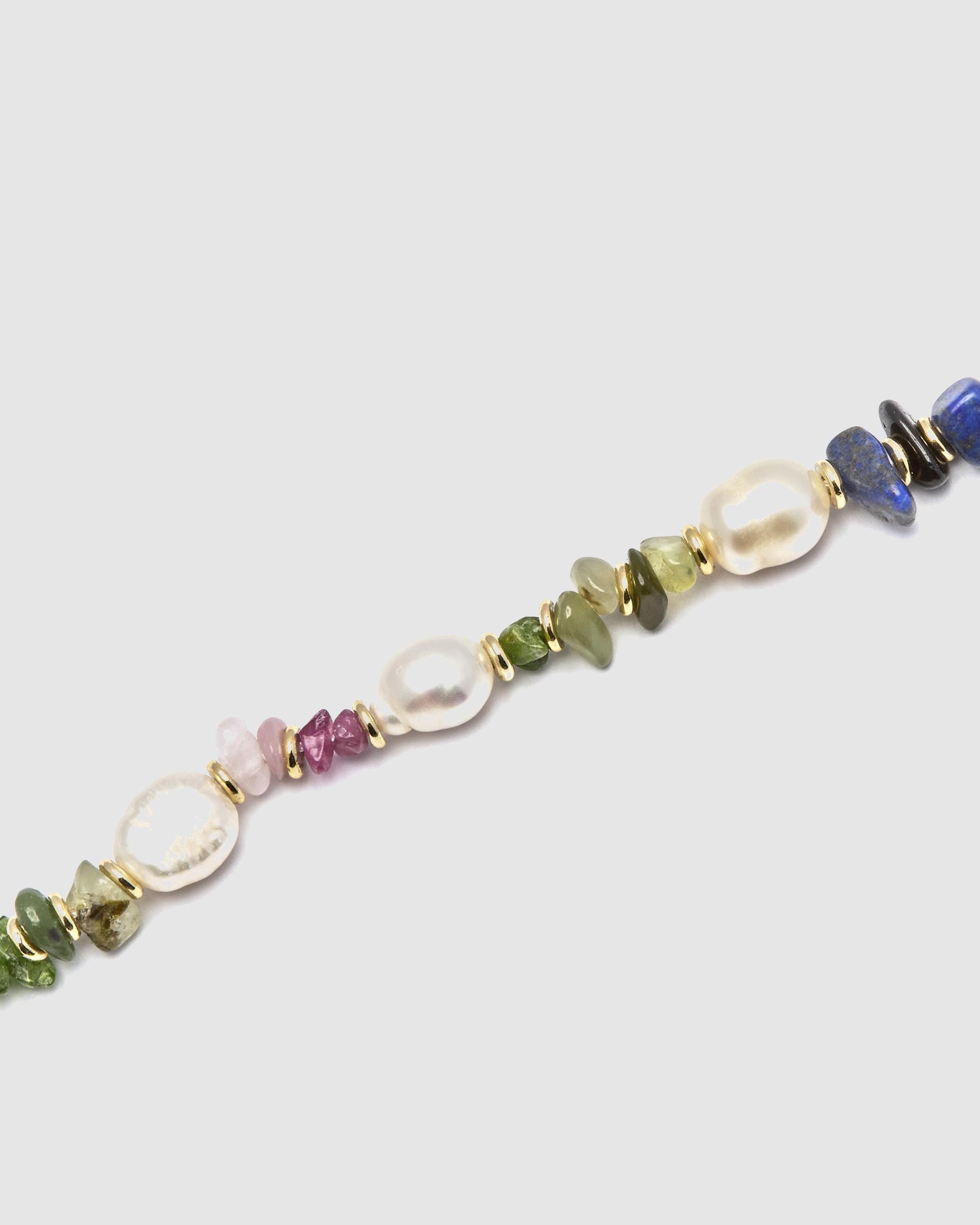 Pulseira de Corrente África Acabada em Ouro Amarelo de 18 Quilates com Multicolor Pedra Natural Multicolor-6