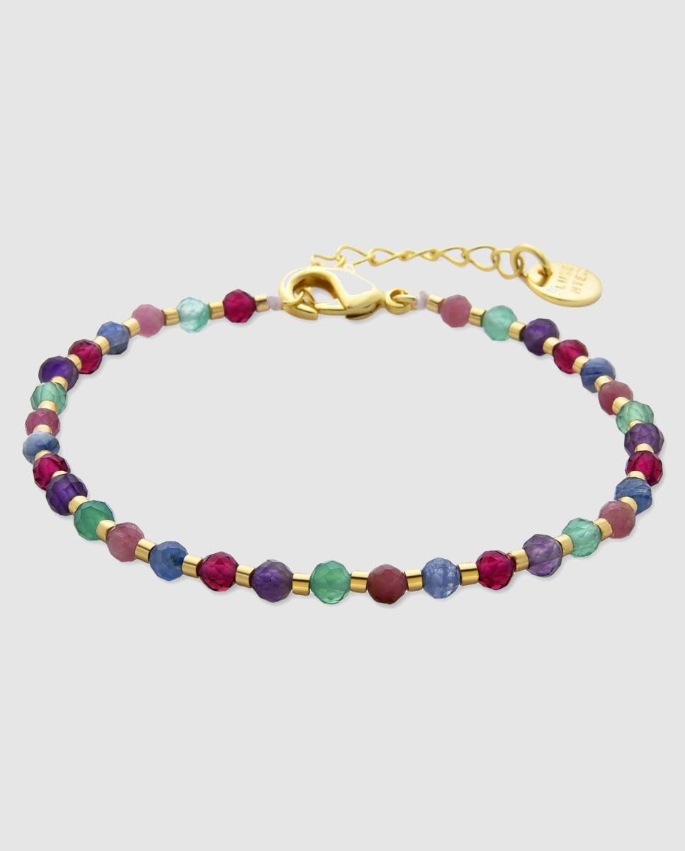 Imagem 0 de Pulseira de Corrente África Acabada em Ouro Amarelo de 18 Quilates com Cristal Multicolor