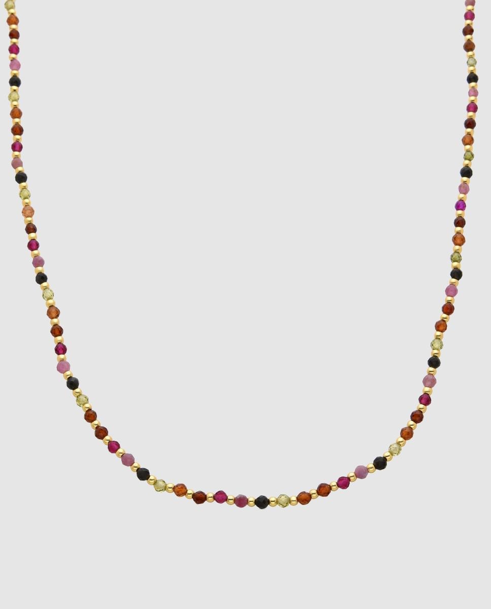 Colar África Acabado em Ouro Amarelo de 18 Quilates com Cristal Multicolor Ouro-1