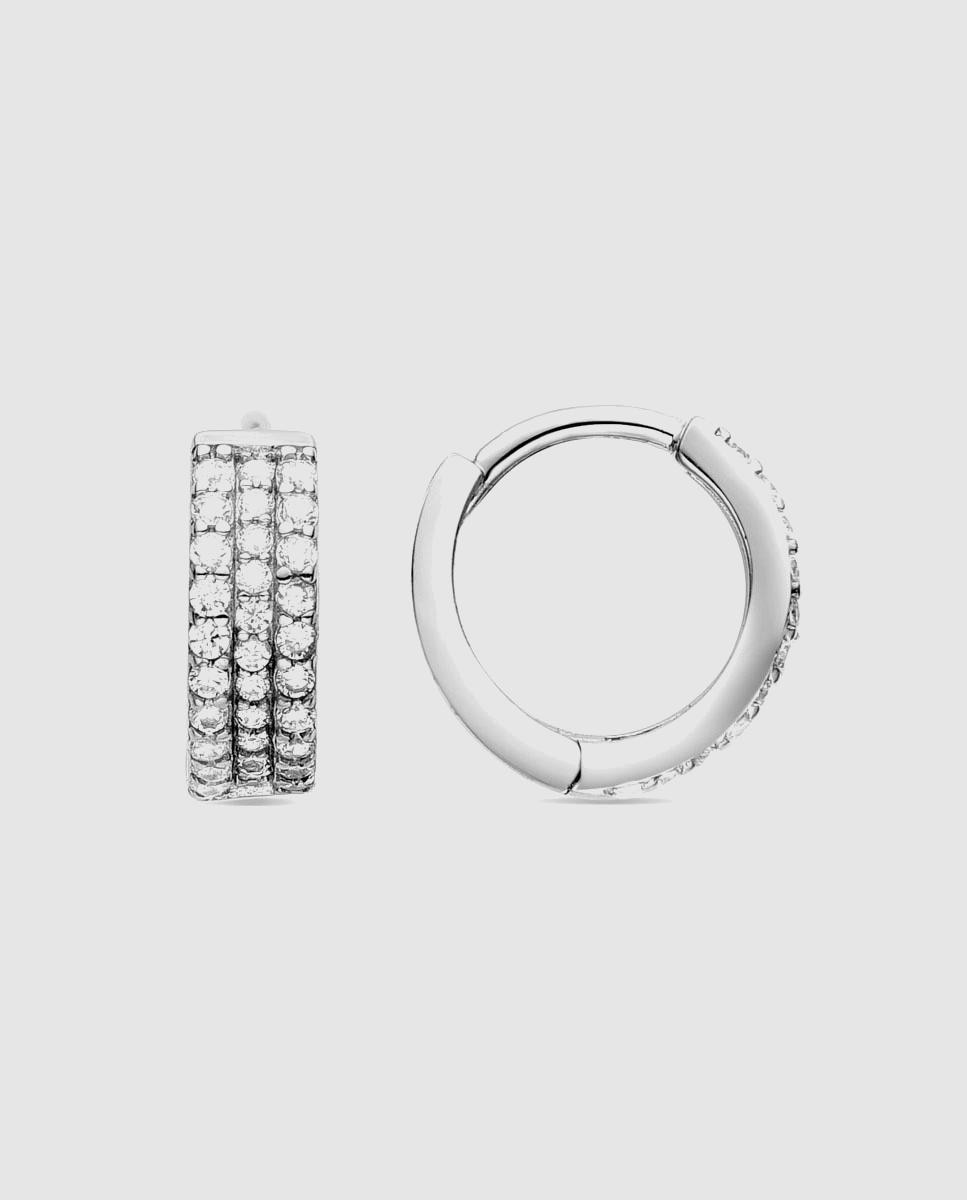 Brincos de Argola Momentos para Brilhar de Prata de Lei 925 com Acabamento em Ródio e Zirconita Brilhante Prata-1