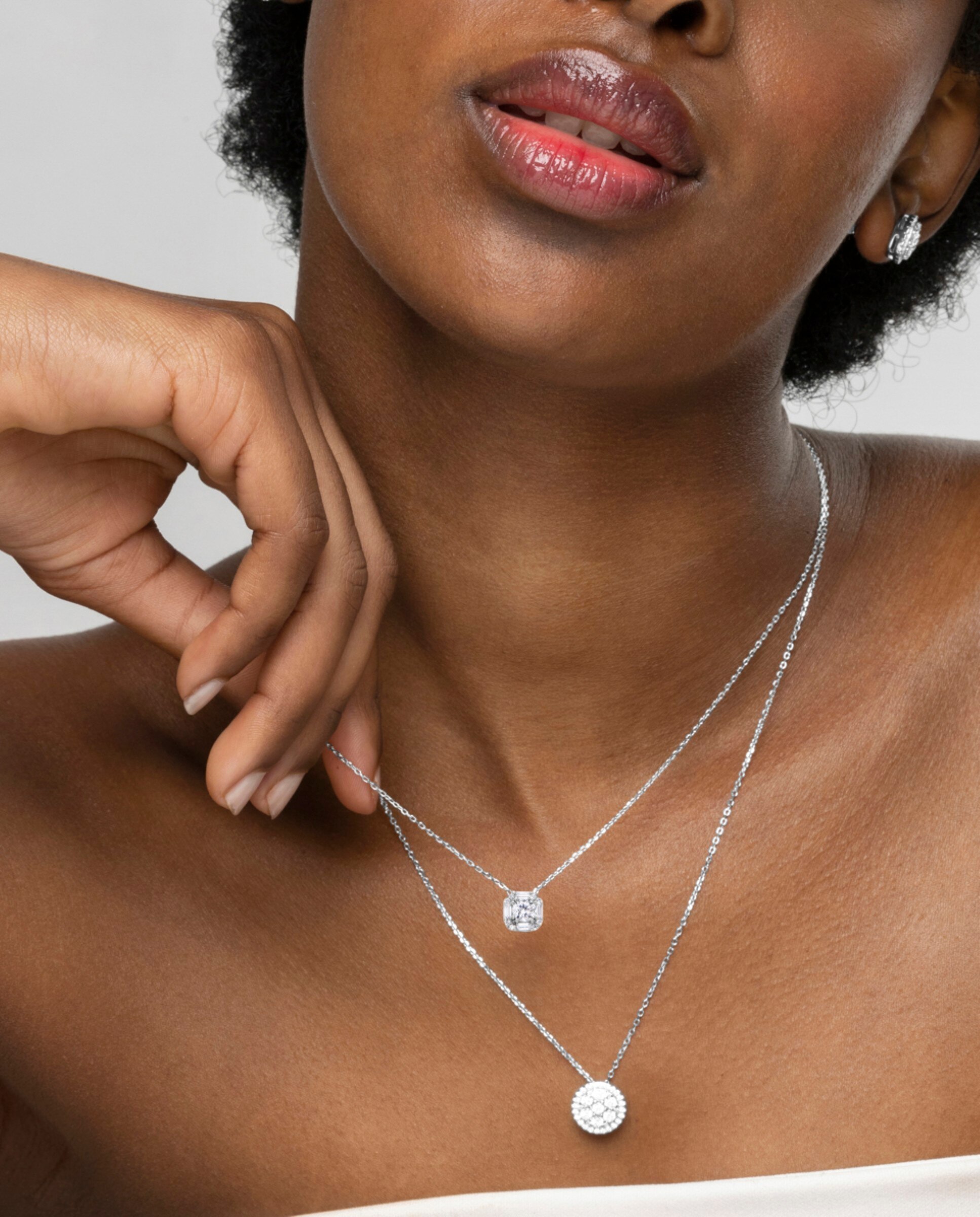 Colar Essential de Prata de Lei 925 com Acabamento em Ródio e Zirconita Brilhante Branco-2
