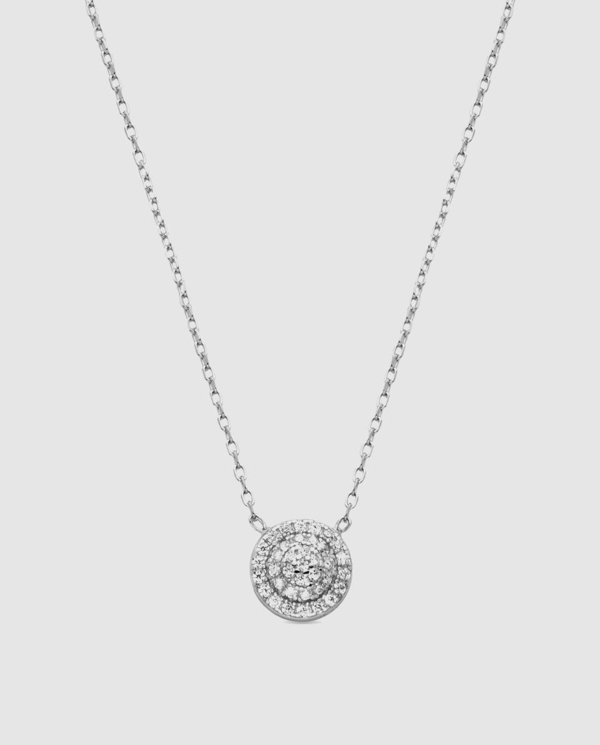 Colar Essential de Prata de Lei 925 com Acabamento em Ródio e Zirconita Brilhante Branco-1