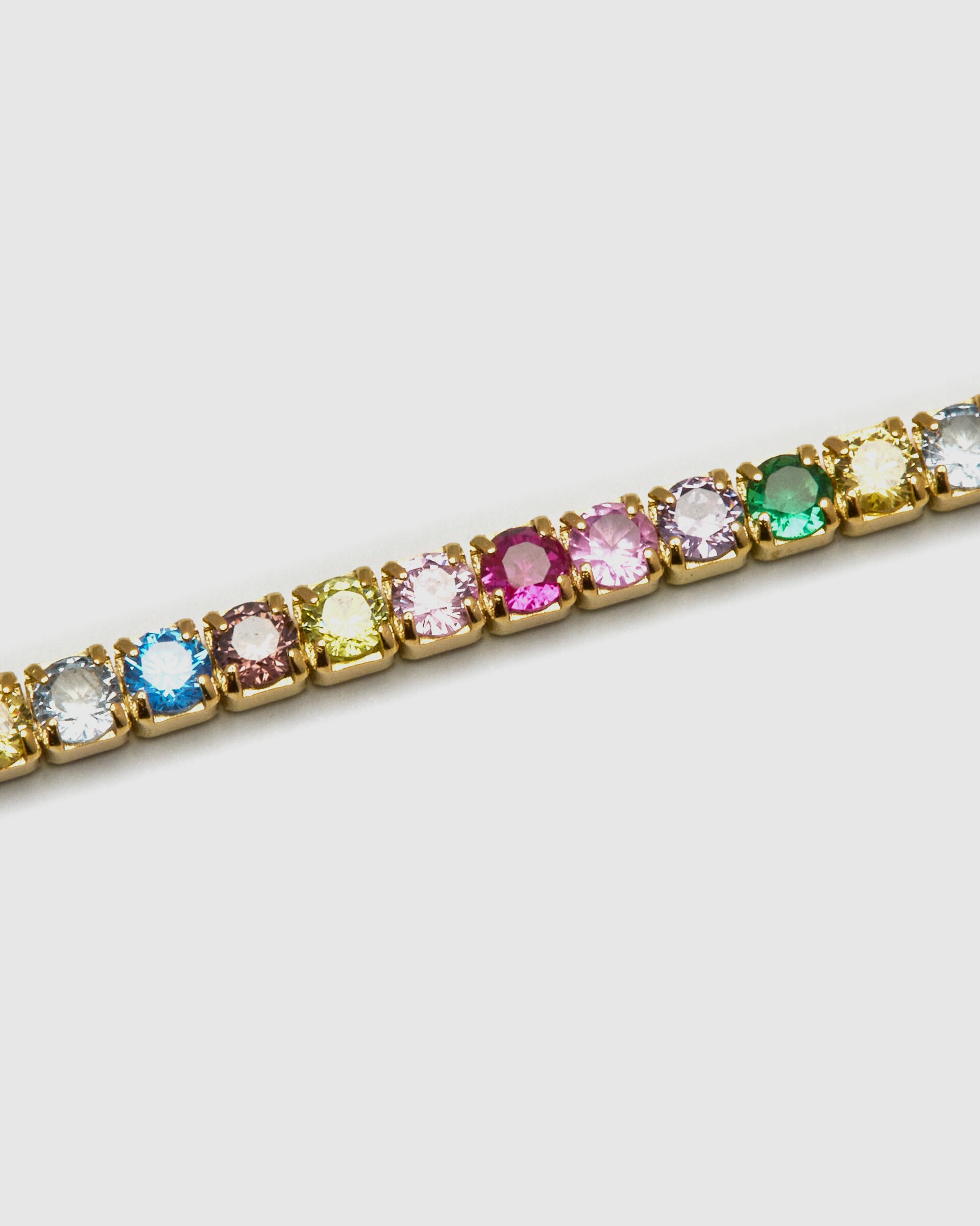 Pulseira Riviere Trendy de Prata de Lei 925 Acabada em Ouro Amarelo de 18 Quilates com Zirconita Multicolor Ouro-6