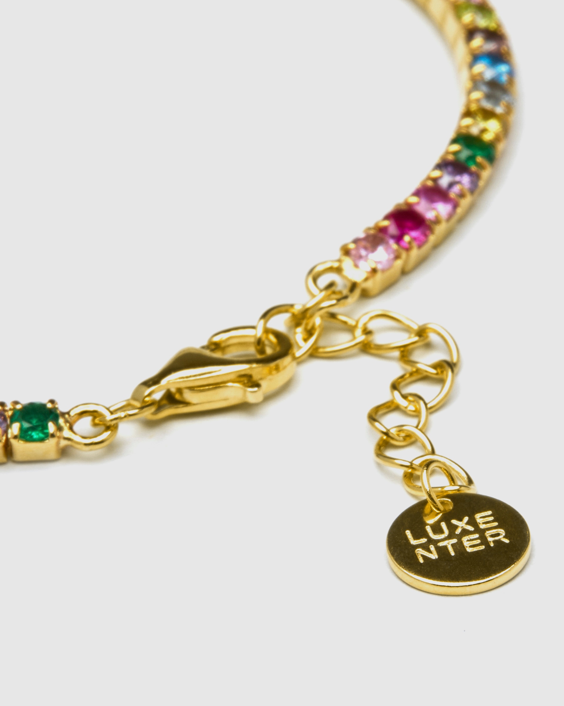 Pulseira Riviere Trendy de Prata de Lei 925 Acabada em Ouro Amarelo de 18 Quilates com Zirconita Multicolor Ouro-7
