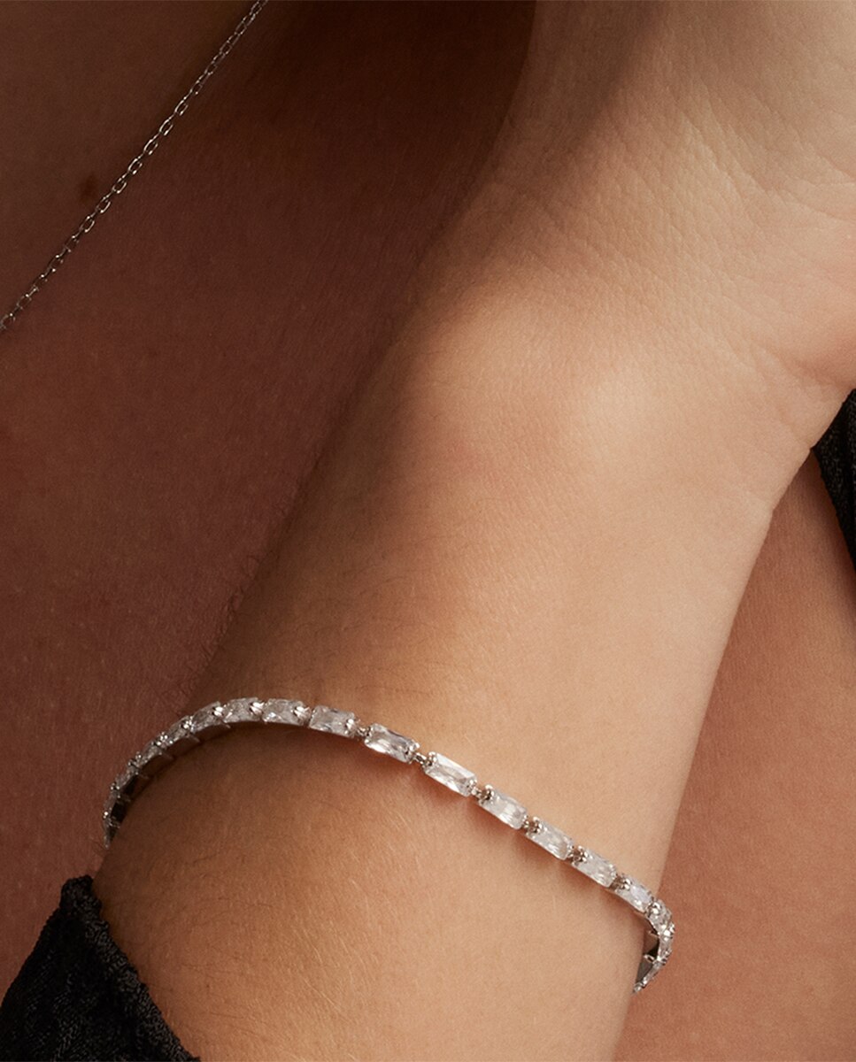 Pulseira Riviere Momentos para Brilhar de Prata de Lei 925 Acabada em Ródio com Zirconita Brilhante Prata-4