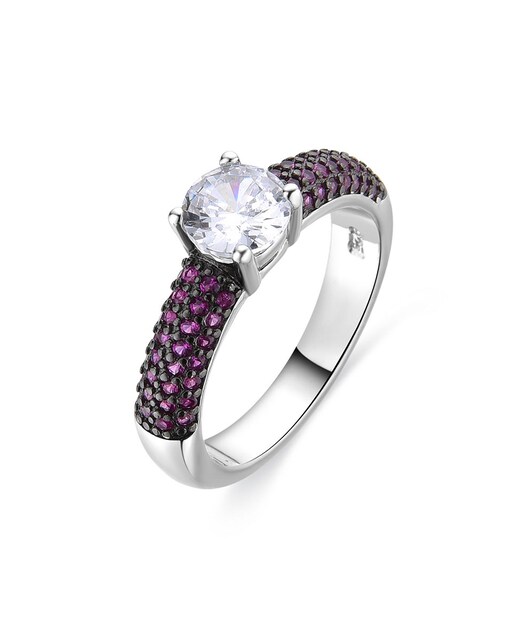 Imagem 0 de Anel Atelier Acabado em Ródio com Zirconita Rubi