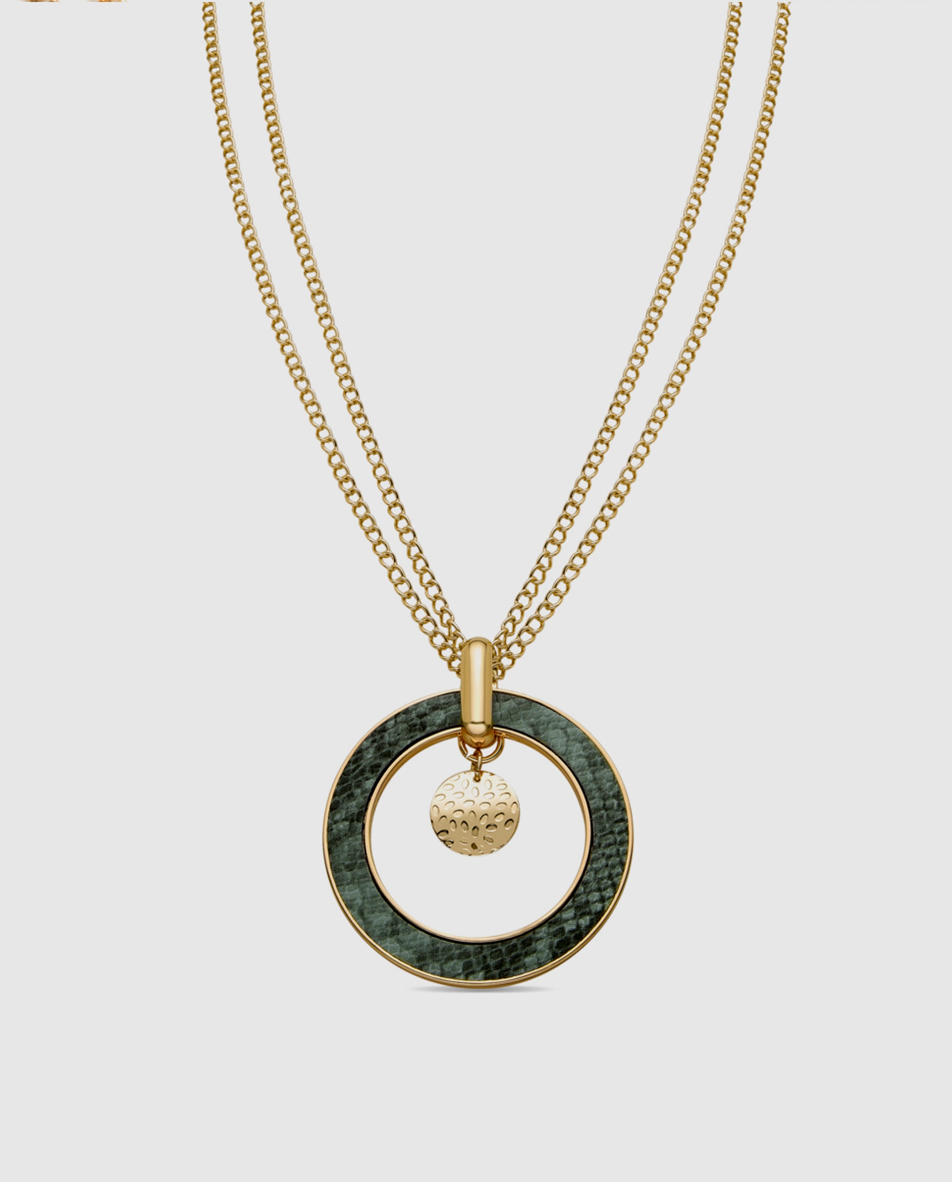 Imagem 0 de Colar África com Acabamento em Ouro Amarelo de 18k e Couro Verde-claro