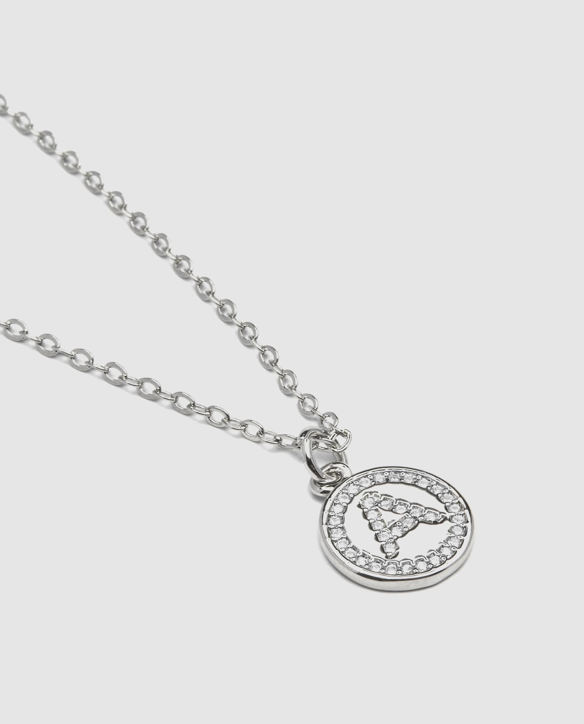 Colar Letras com Acabamento em Ródio e Zirconita Brilhante Branco-4