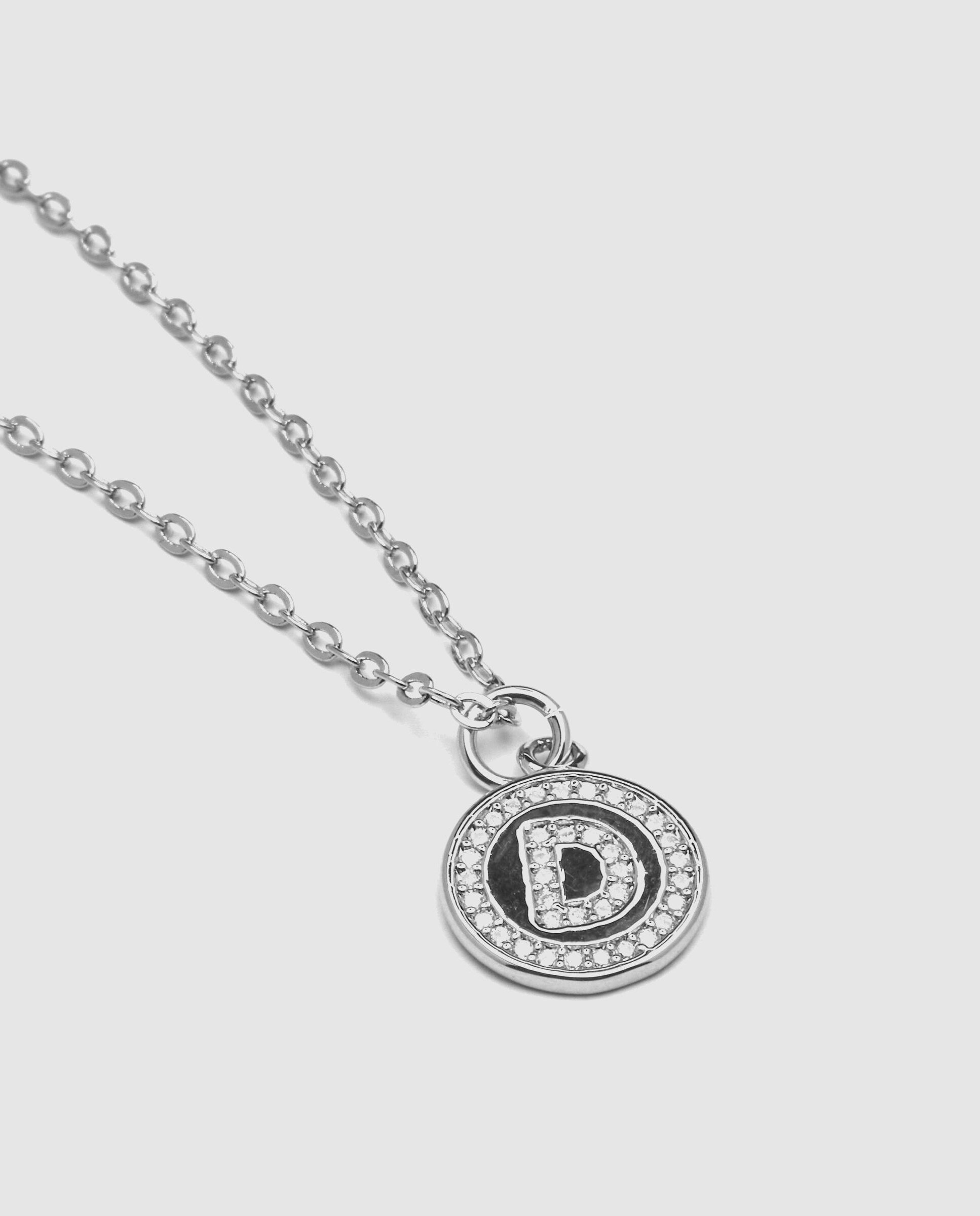 Colar Letras com Acabamento em Ródio e Zirconita Brilhante Branco-4