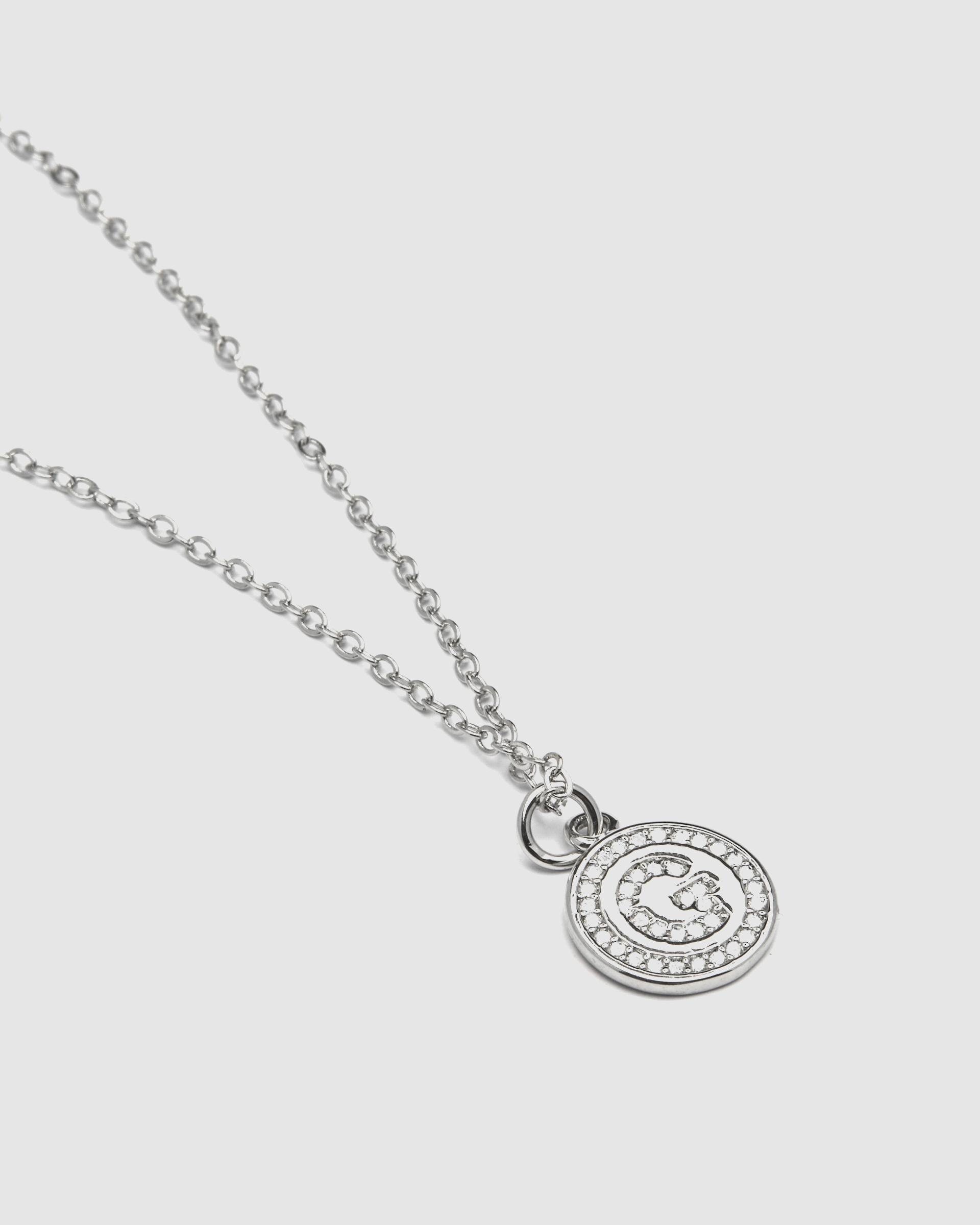 Colar Letras com Acabamento em Ródio e Zirconita Brilhante Prata-4