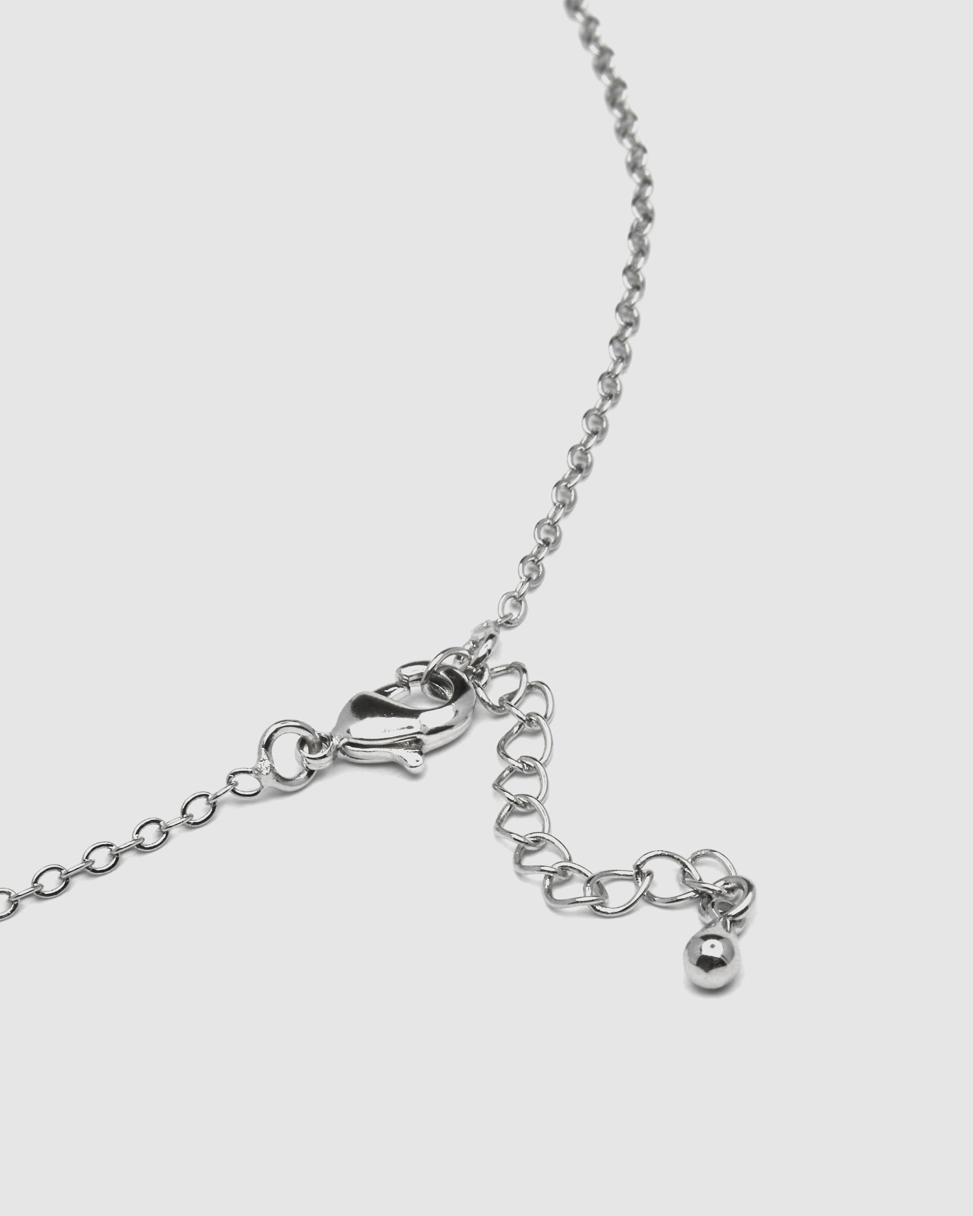 Colar Letras com Acabamento em Ródio e Zirconita Brilhante Prata-5