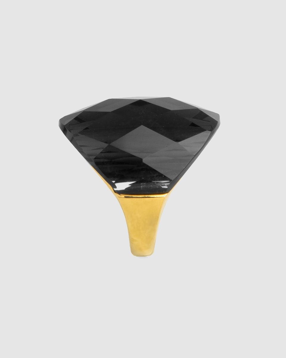 Anel Africa Acabado em Ouro de 18 Quilates com Quartzo Hidrotermal e Ônix Ouro-3