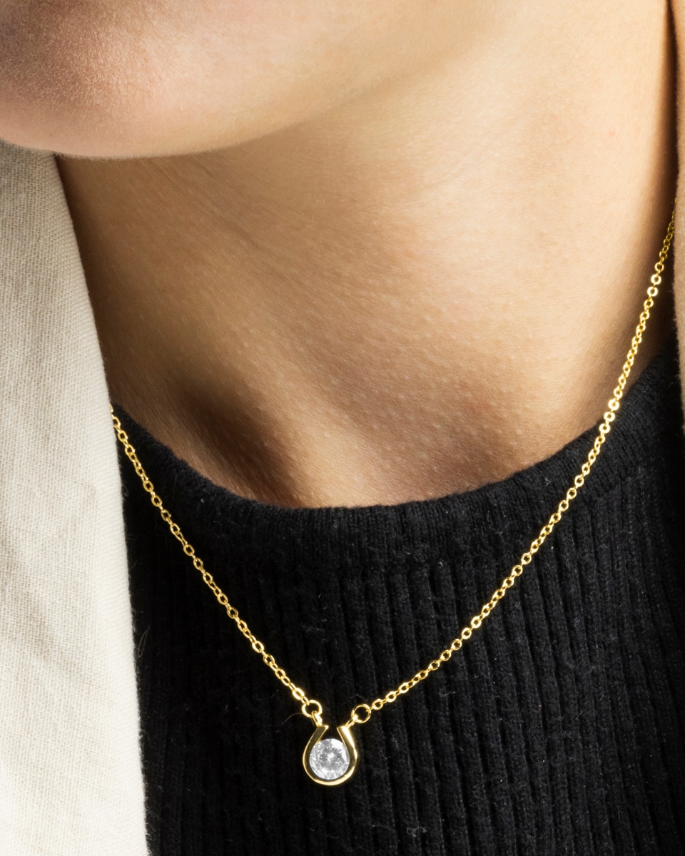 Colar Basic Acabado em Ouro Amarelo de 18 Quilates com Zirconita Brilhante Ouro-4