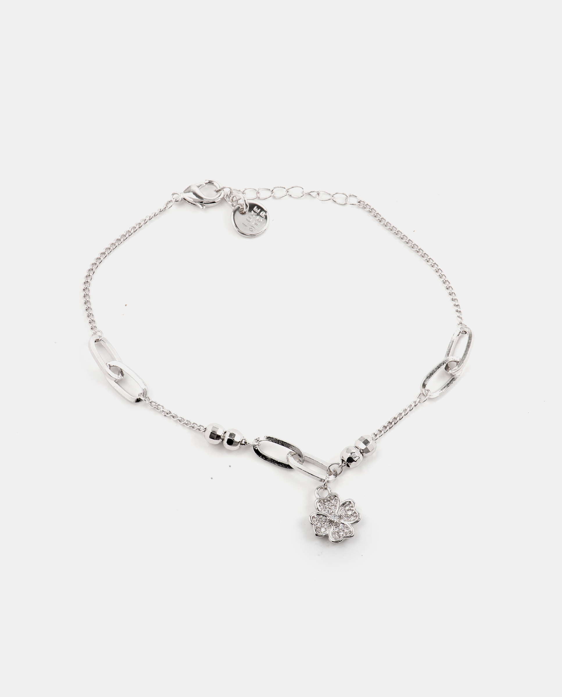 Pulseira com Charms Basic Acabada em Ródio com Zirconita Brilhante Prata-1