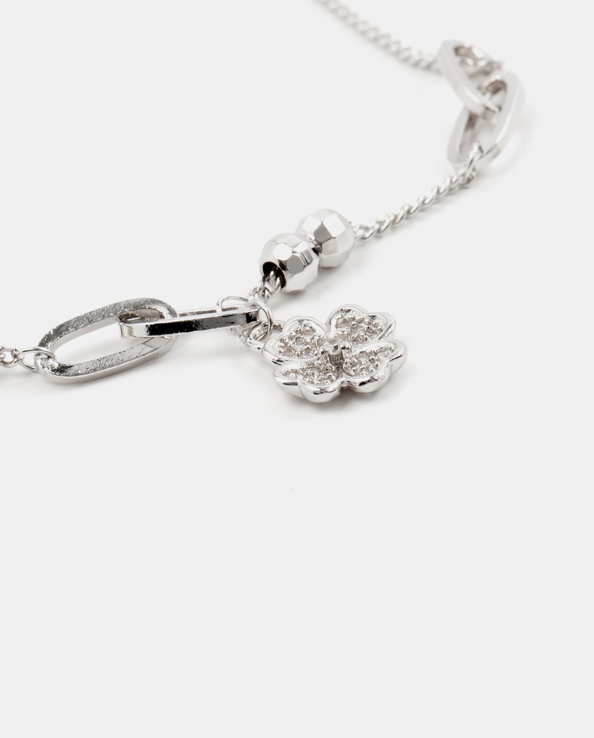 Pulseira com Charms Basic Acabada em Ródio com Zirconita Brilhante Prata-3