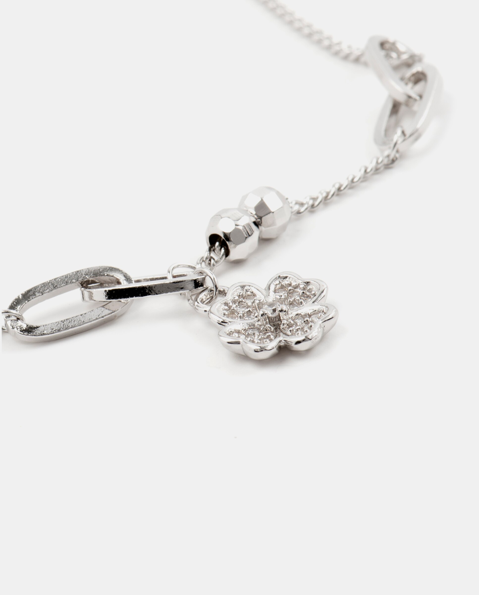 Pulseira com Charms Basic Acabada em Ródio com Zirconita Brilhante Prata-4