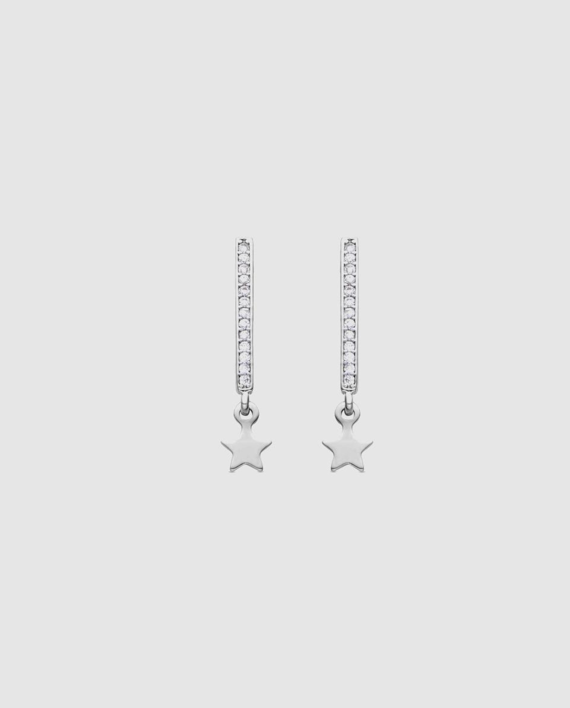 Brincos Basic Acabados em Ródio com Zirconita Brilhante Branco-1