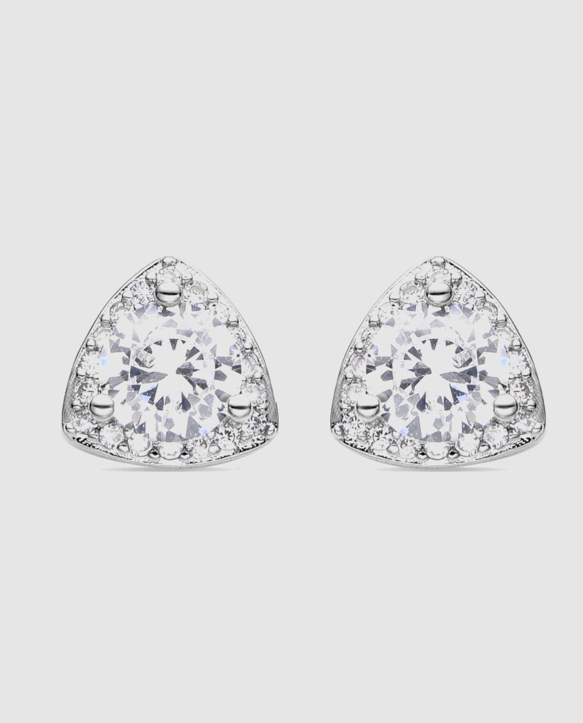 Brincos Basic Acabados em Ródio com Zirconita Brilhante Branco-1