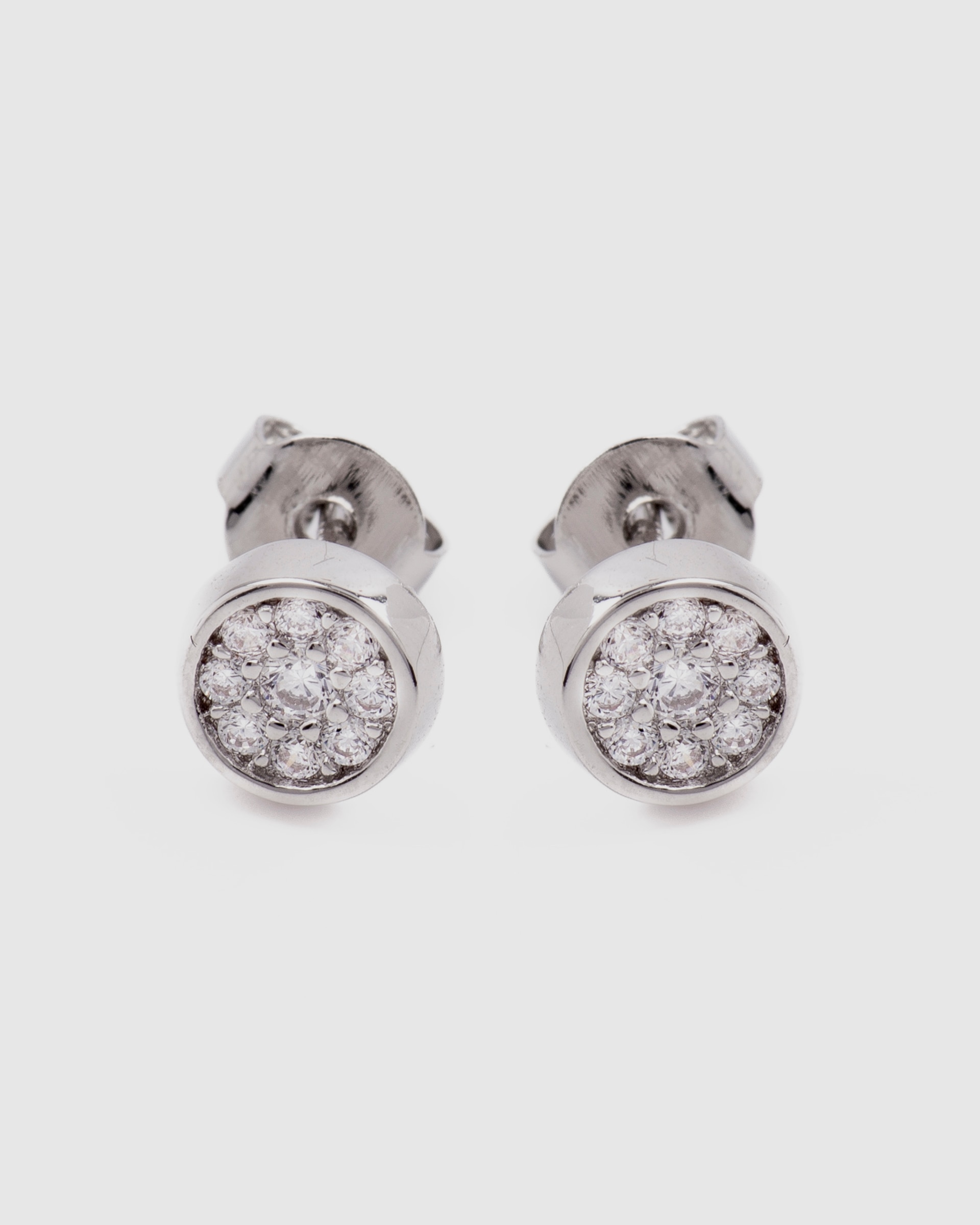 Brincos Basic Acabados em Ródio com Zirconita Brilhante Branco-2