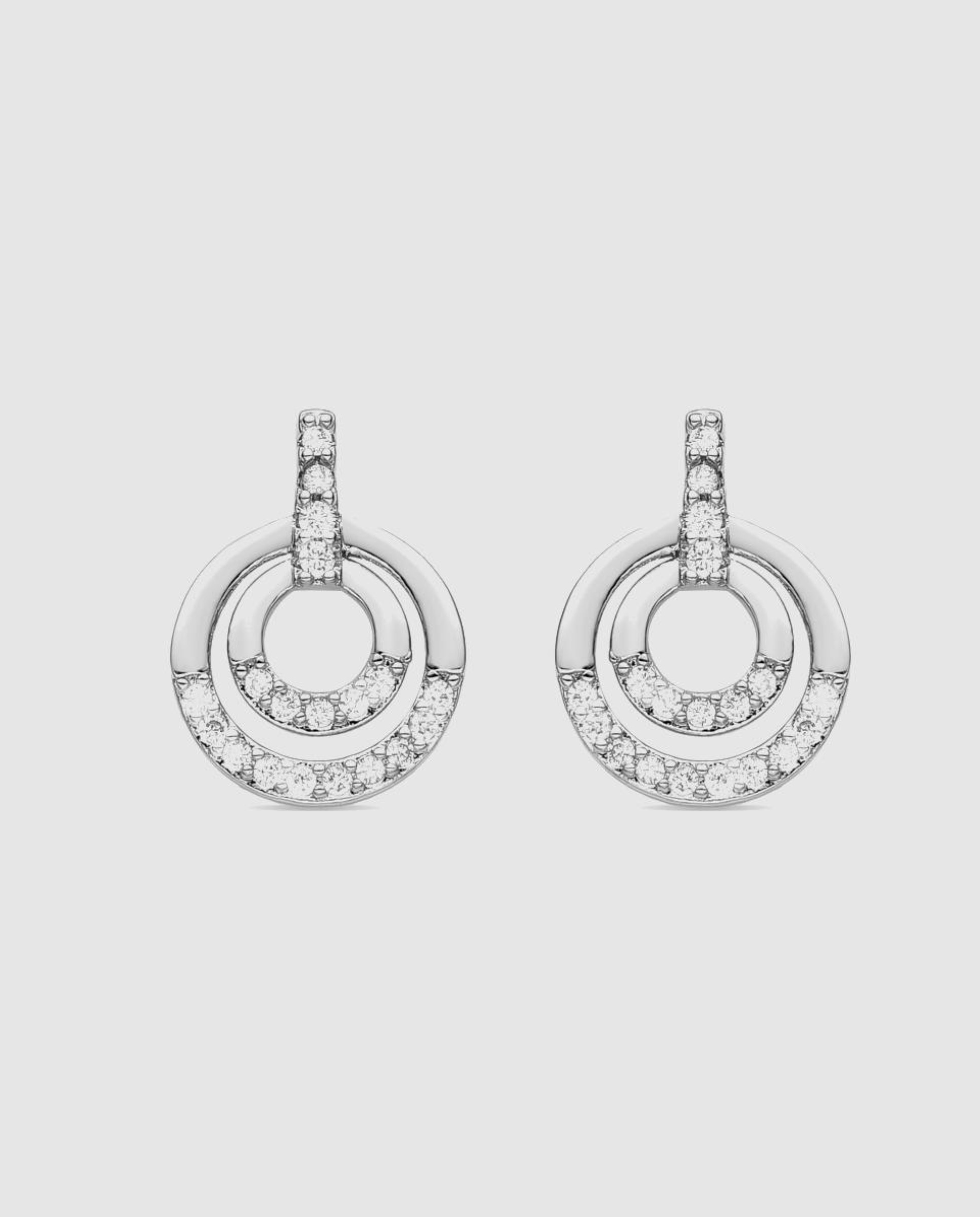 Brincos Basic Acabados em Ródio com Zirconita Brilhante Branco-1