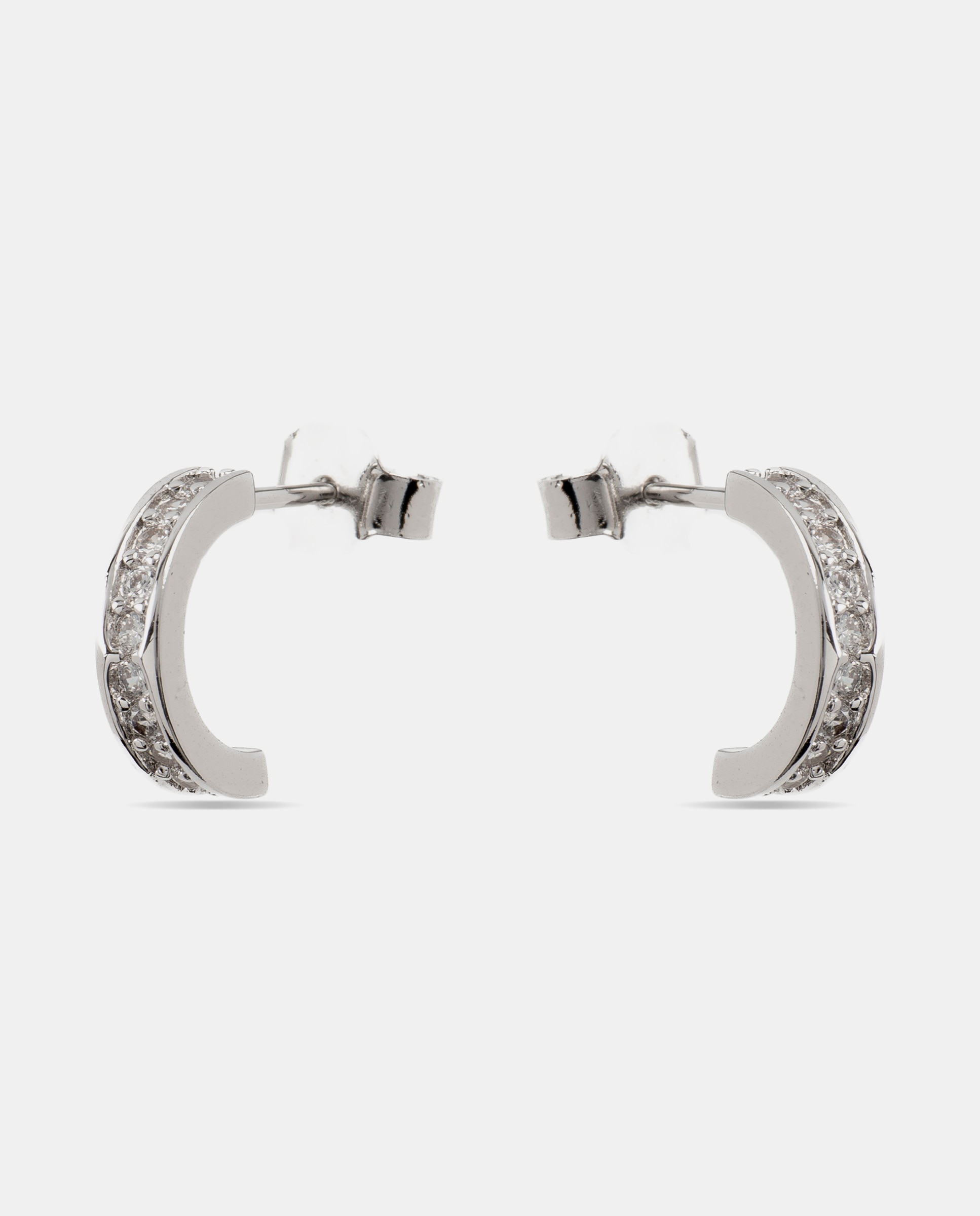 Brincos Basic Acabados em Ródio com Zirconita Brilhante Prata brilhante / Transparente-3