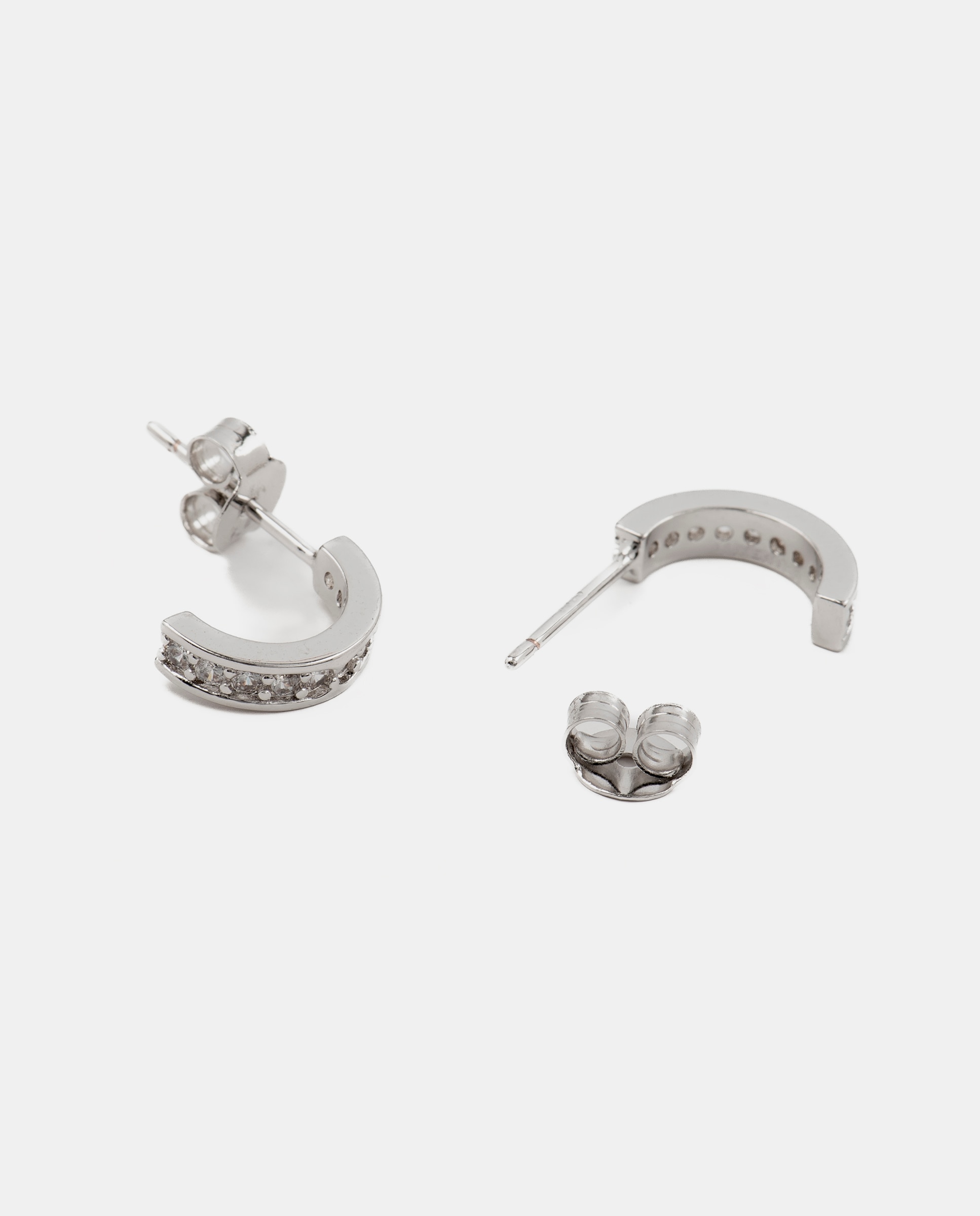 Brincos Basic Acabados em Ródio com Zirconita Brilhante Prata brilhante / Transparente-4