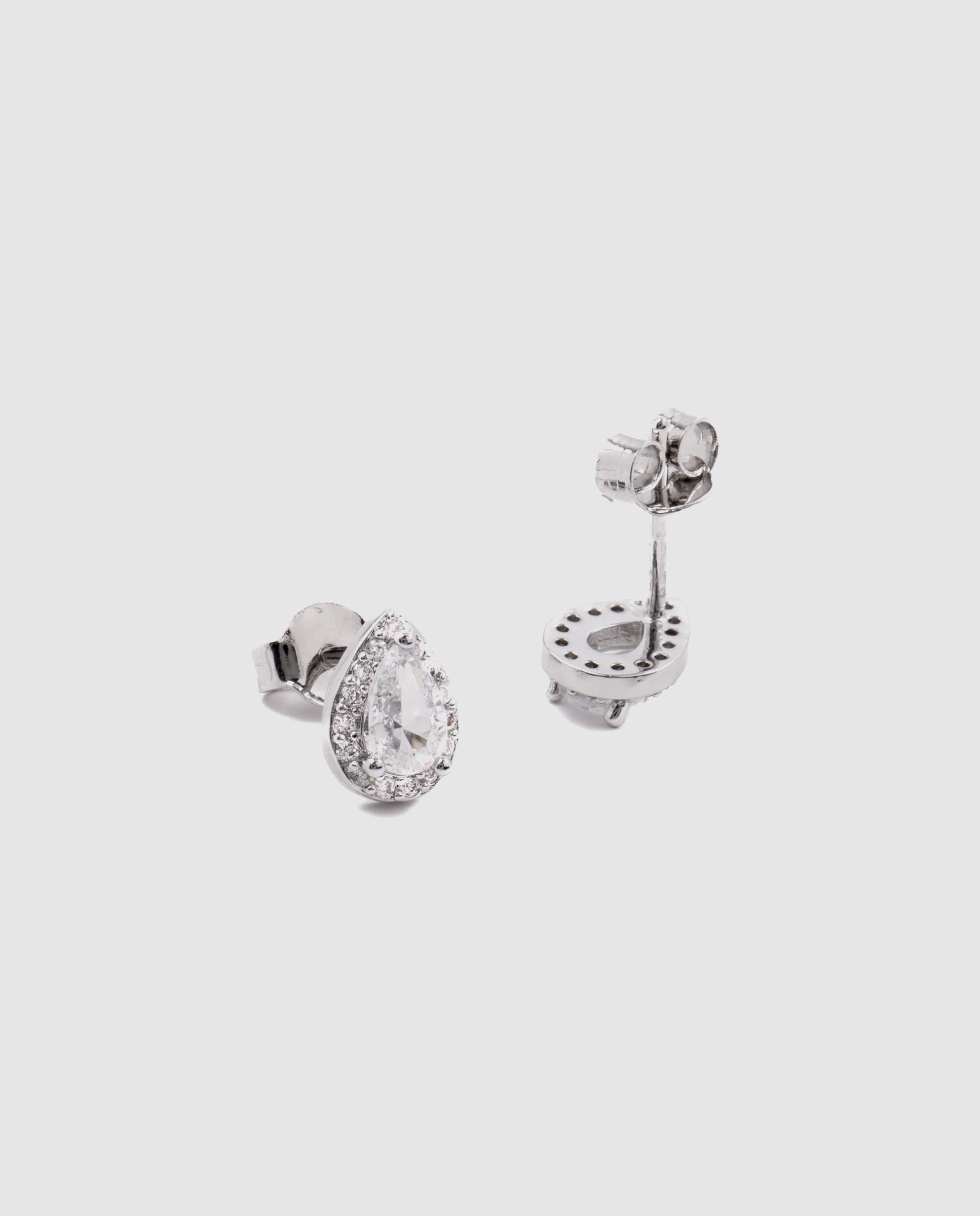 Brincos Basic Acabados em Ródio com Zirconita Brilhante Branco-4