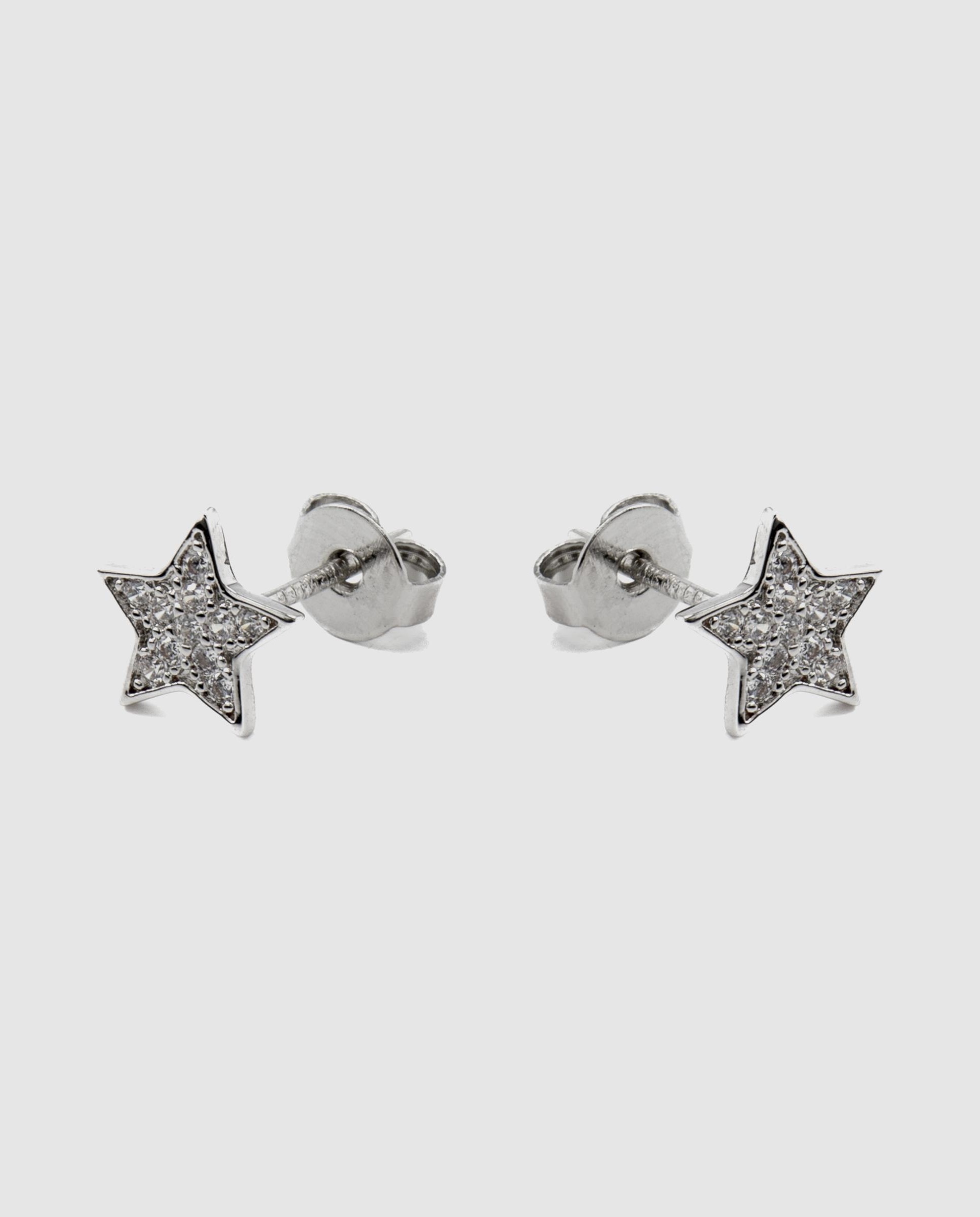 Brincos Basic Acabados em Ródio com Zirconita Brilhante Branco-3