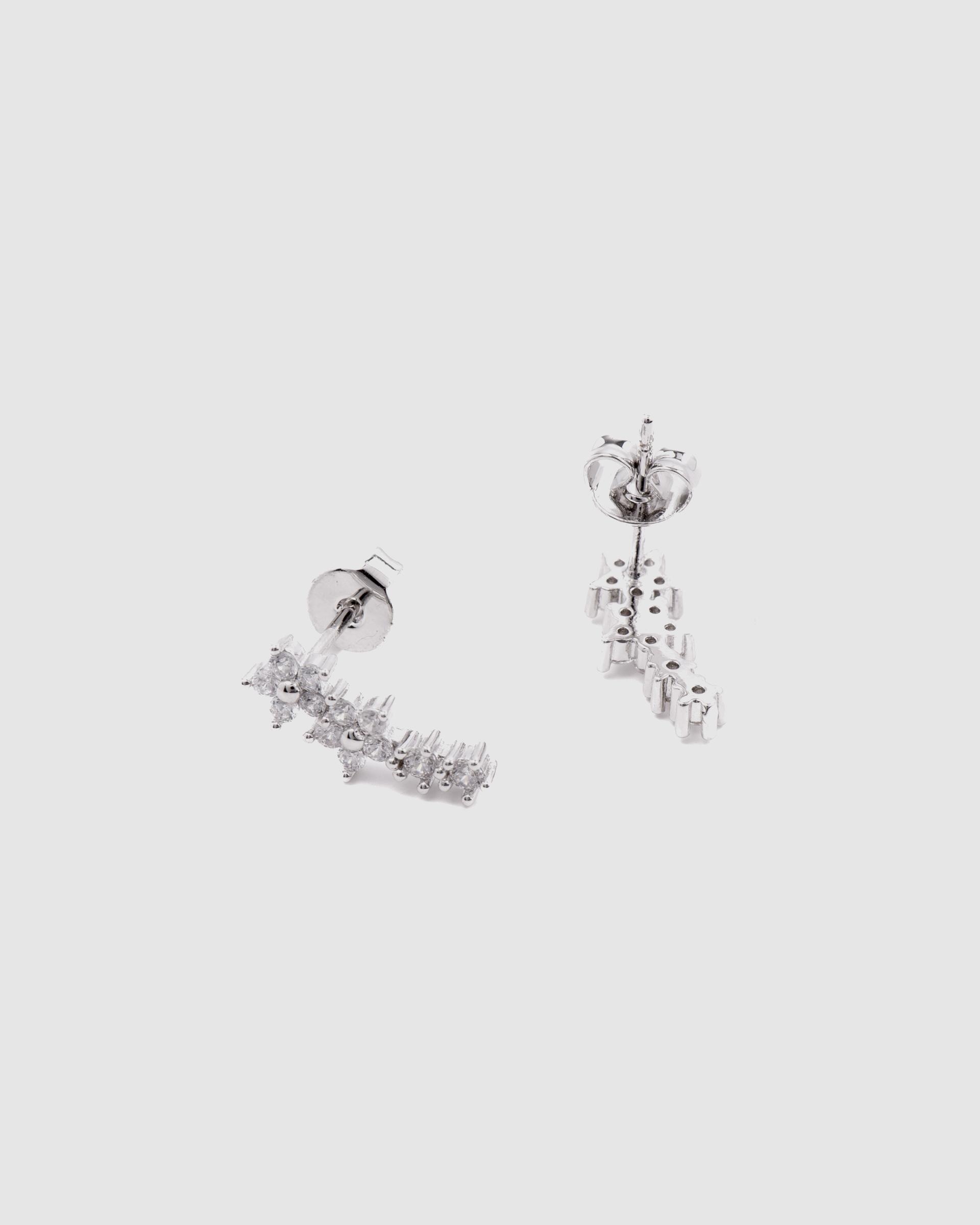 Brincos Basic Acabados em Ródio com Zirconita Brilhante Prata mate-3