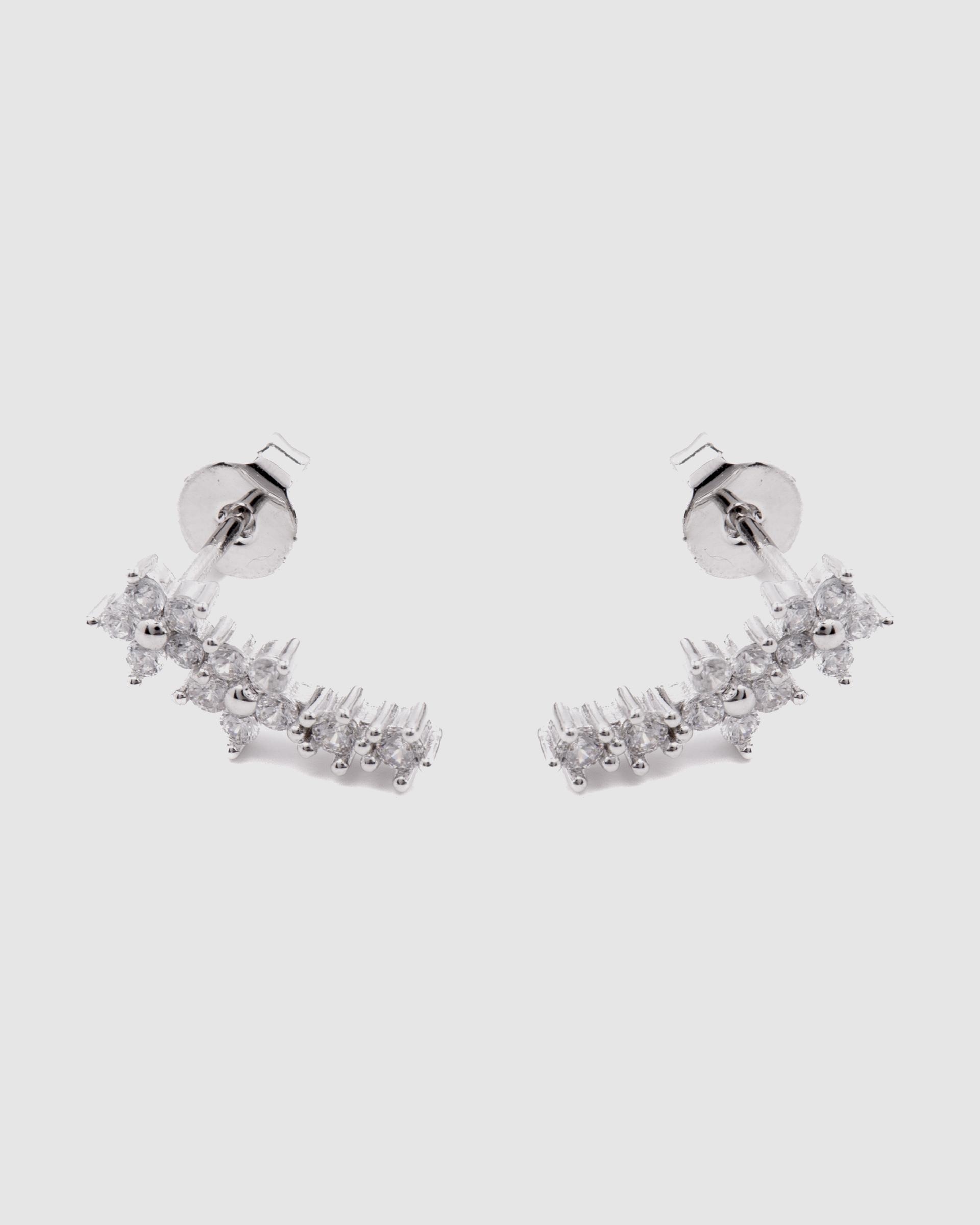 Brincos Basic Acabados em Ródio com Zirconita Brilhante Prata mate-4