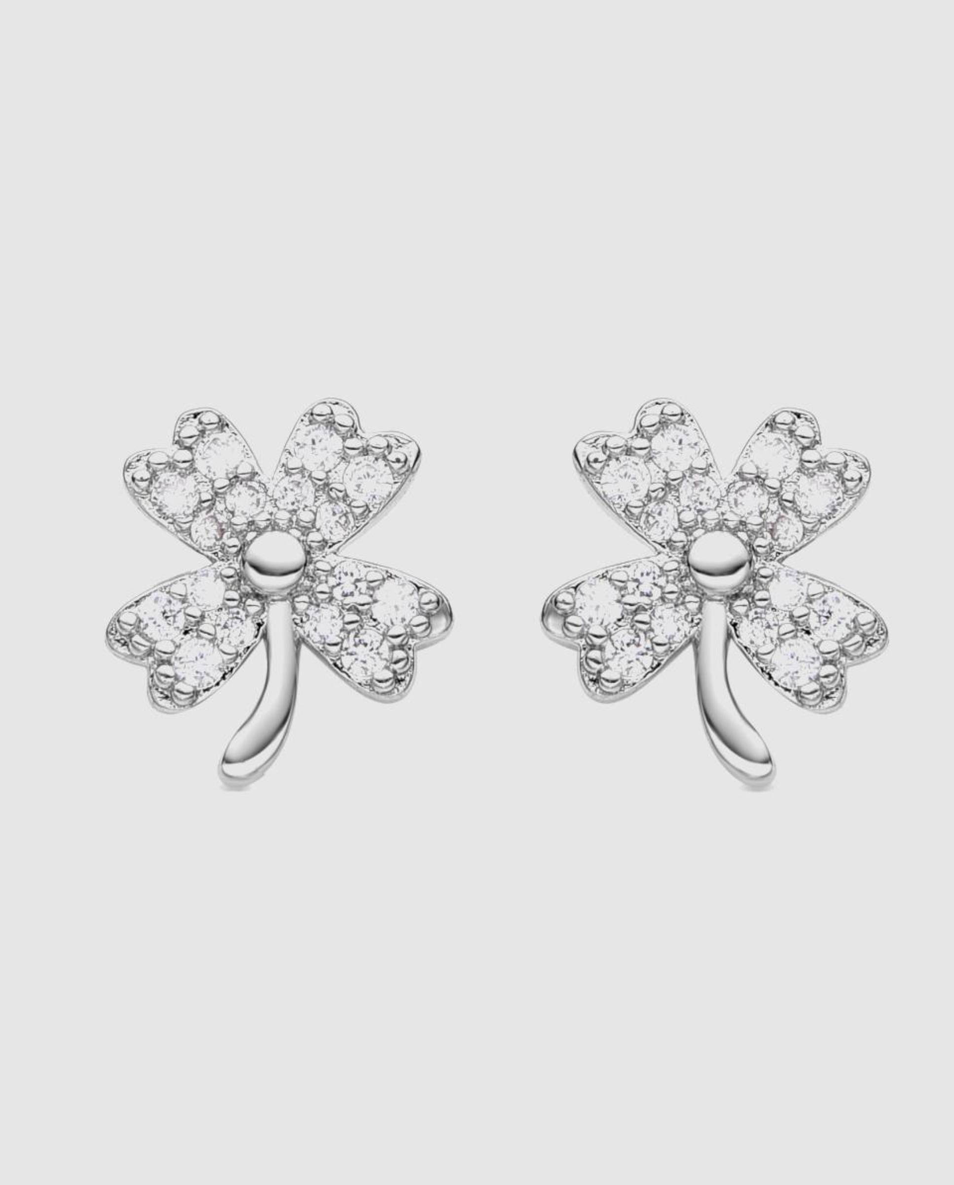 Brincos Basic Acabados em Ródio com Zirconita Brilhante Branco-1