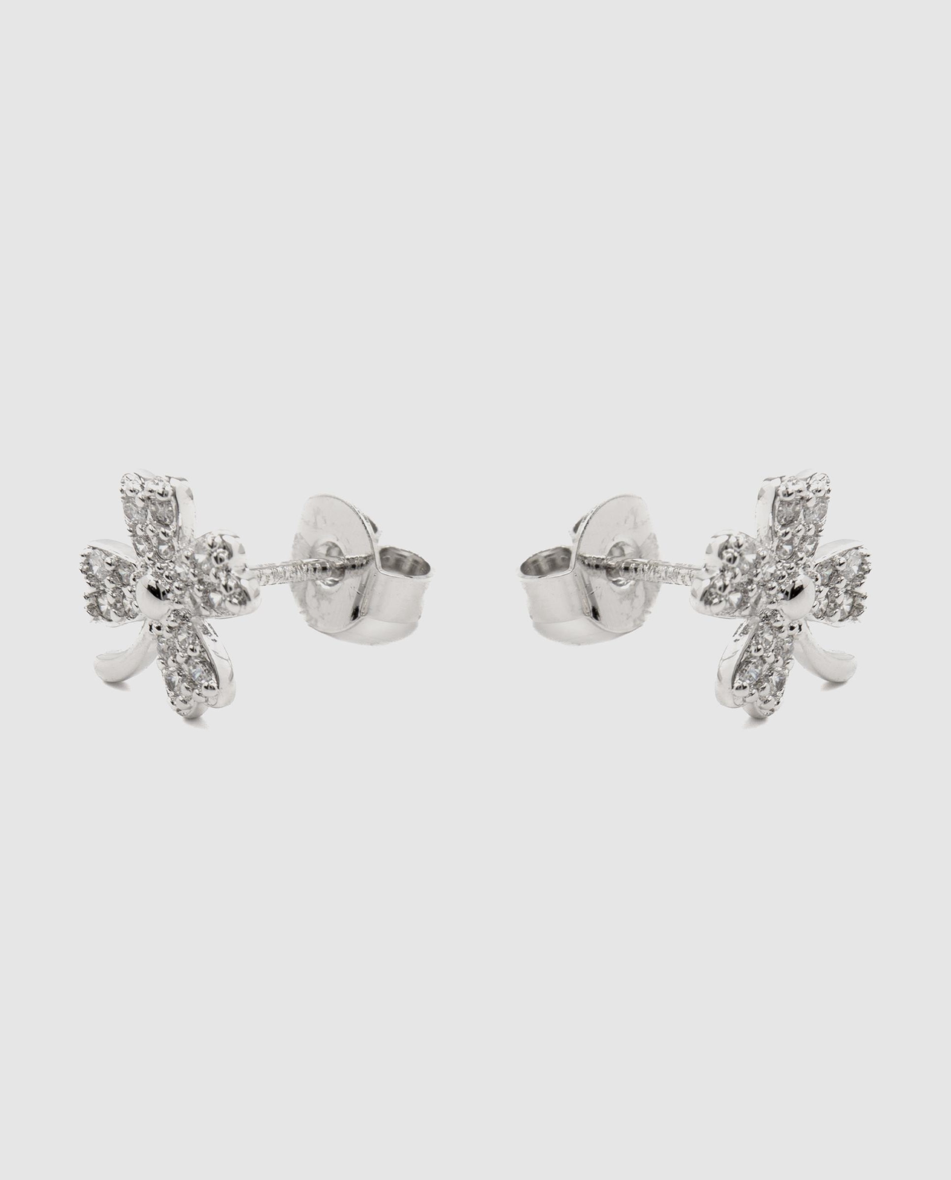 Brincos Basic Acabados em Ródio com Zirconita Brilhante Branco-3
