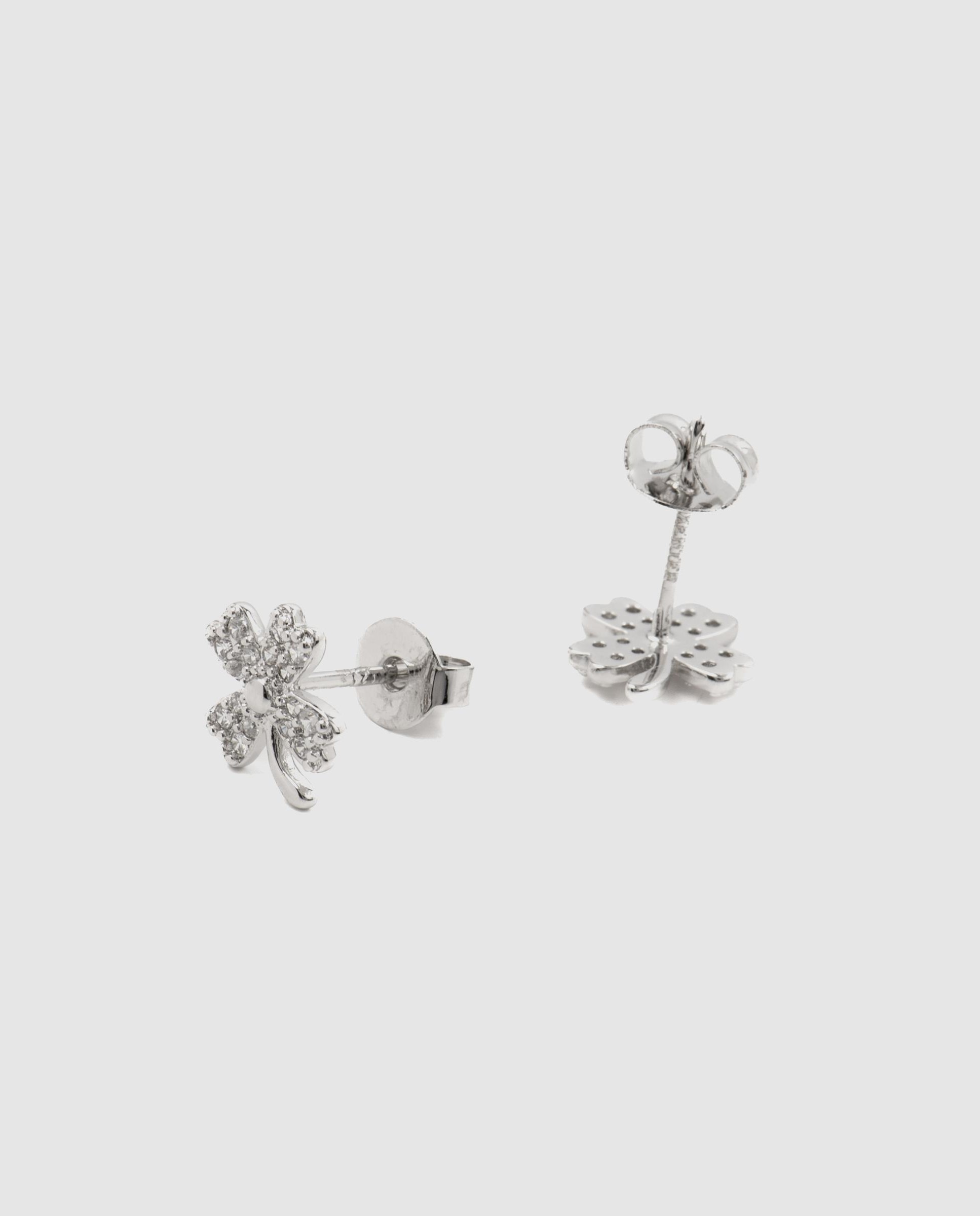 Brincos Basic Acabados em Ródio com Zirconita Brilhante Branco-4